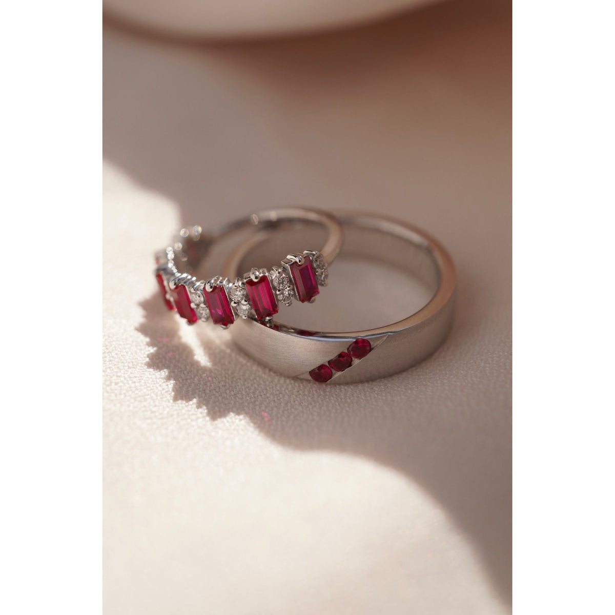 Custom His and Hers Gemstone Bands