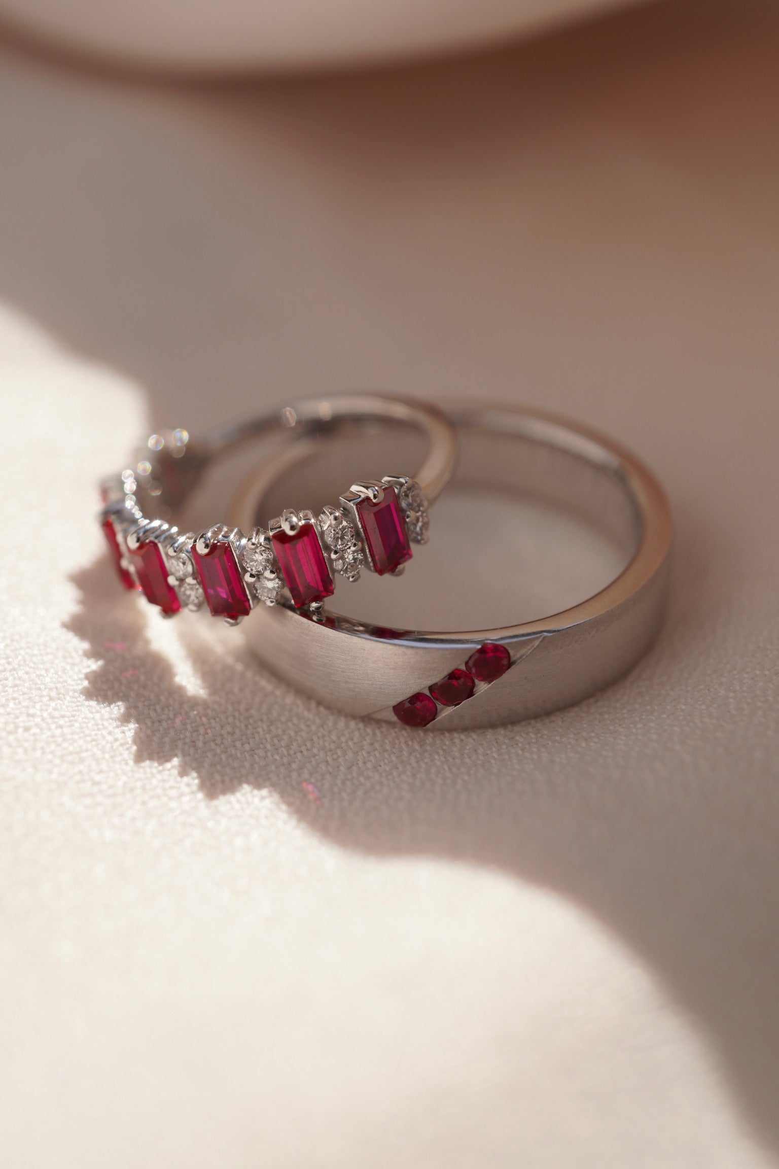 Custom His and Hers Gemstone Bands