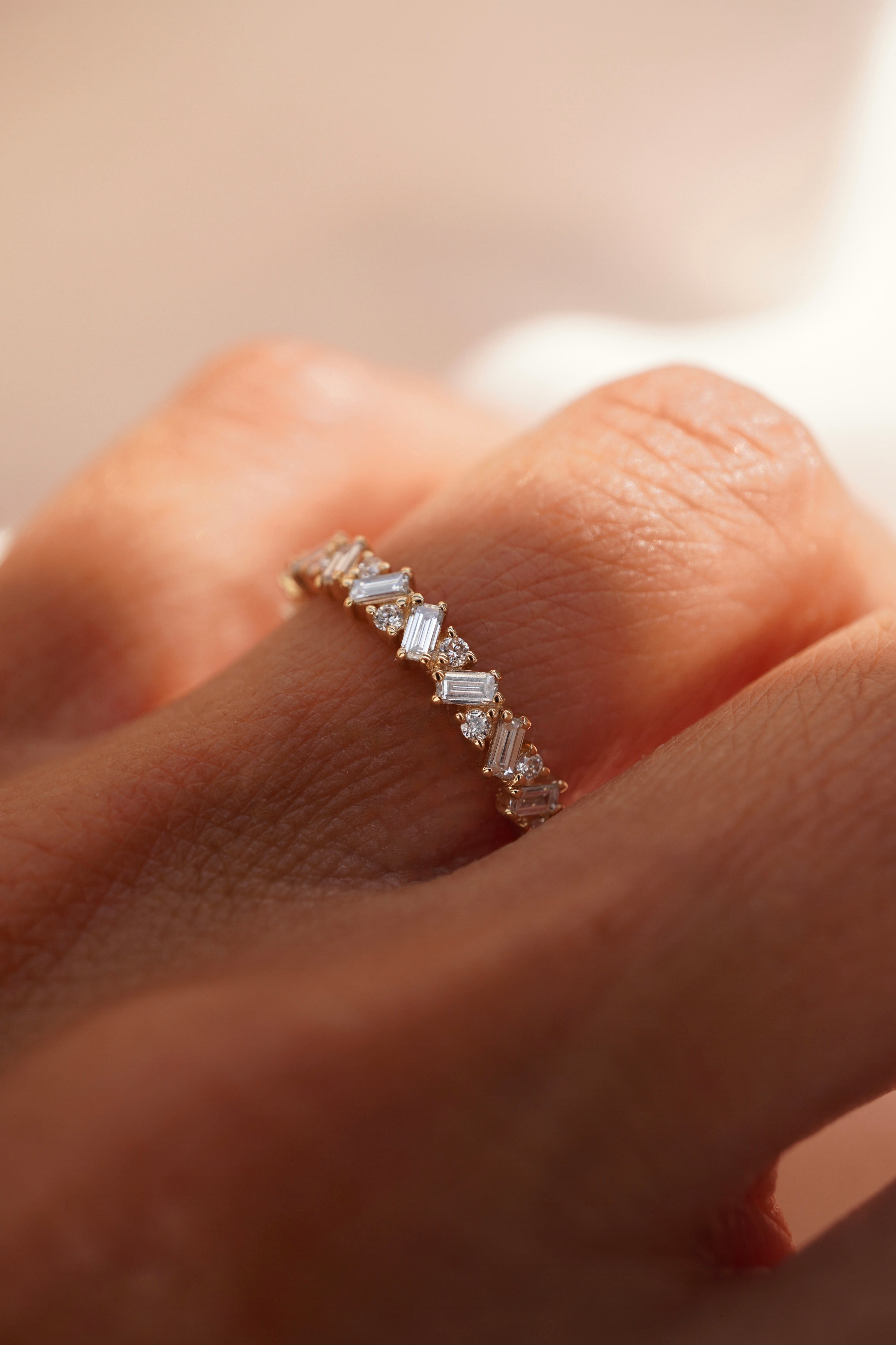 Lab Grown Petite Baguette and Round Diamond Band