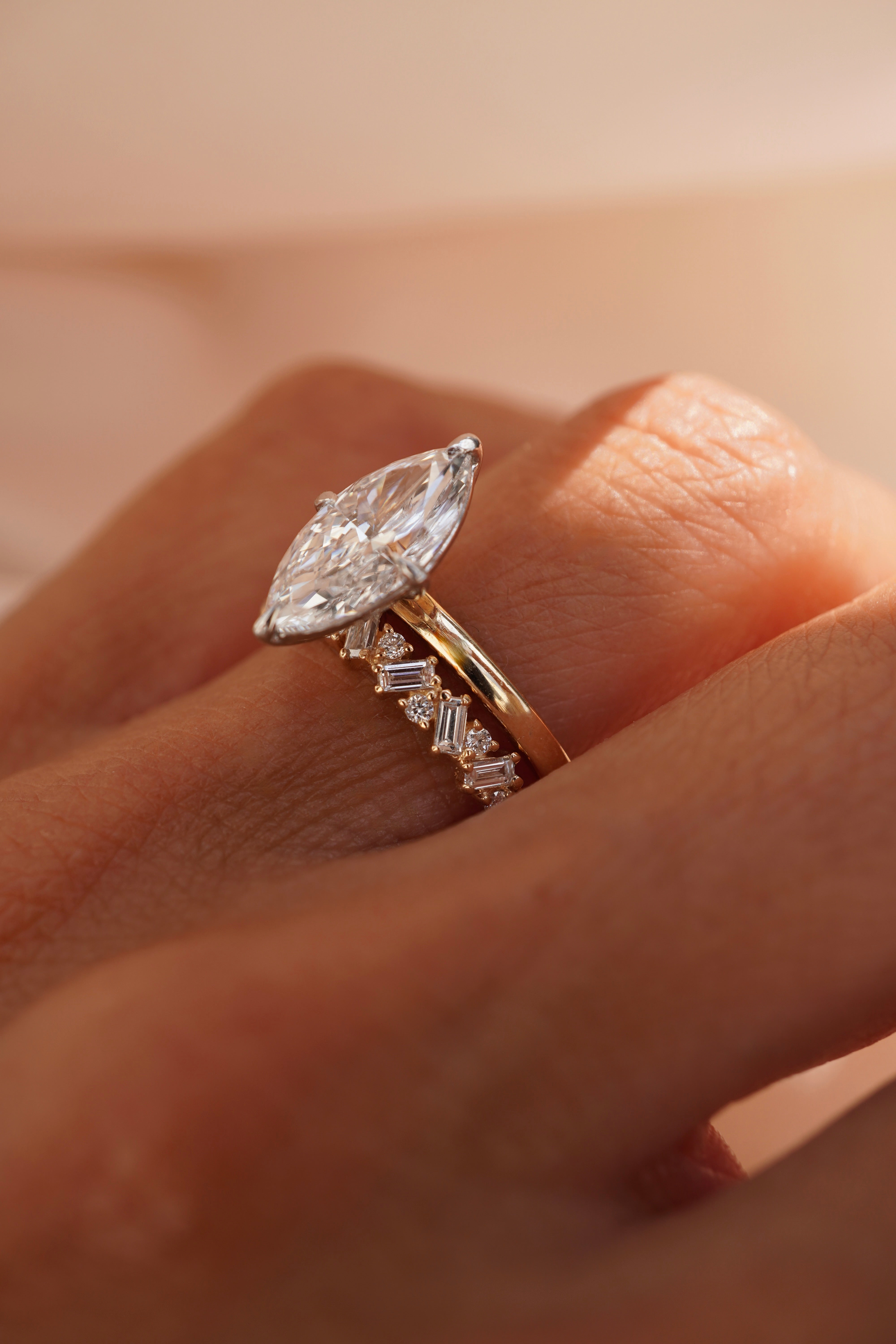 Petite Baguette and Round Diamond Band