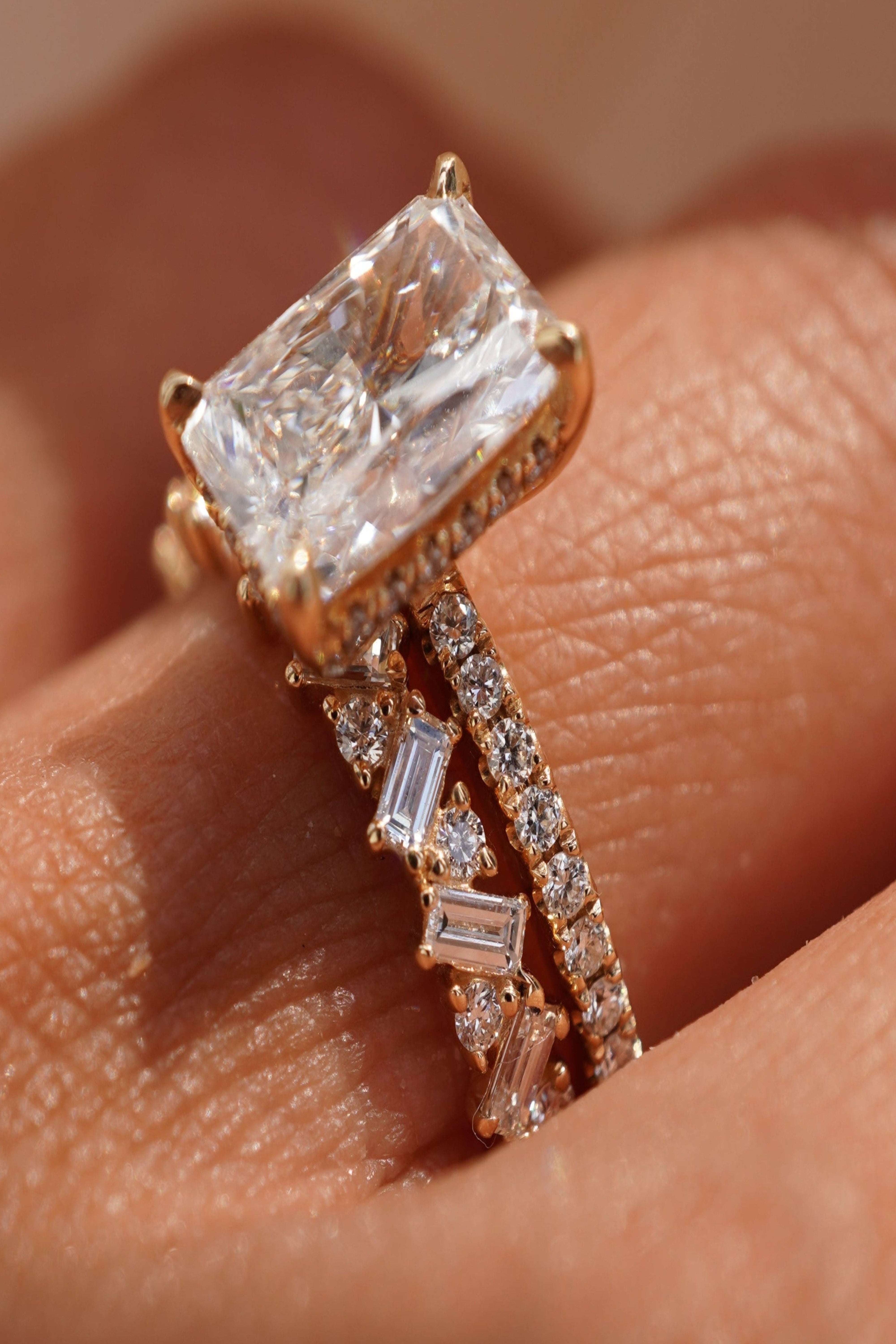 Petite Baguette and Round Diamond Band