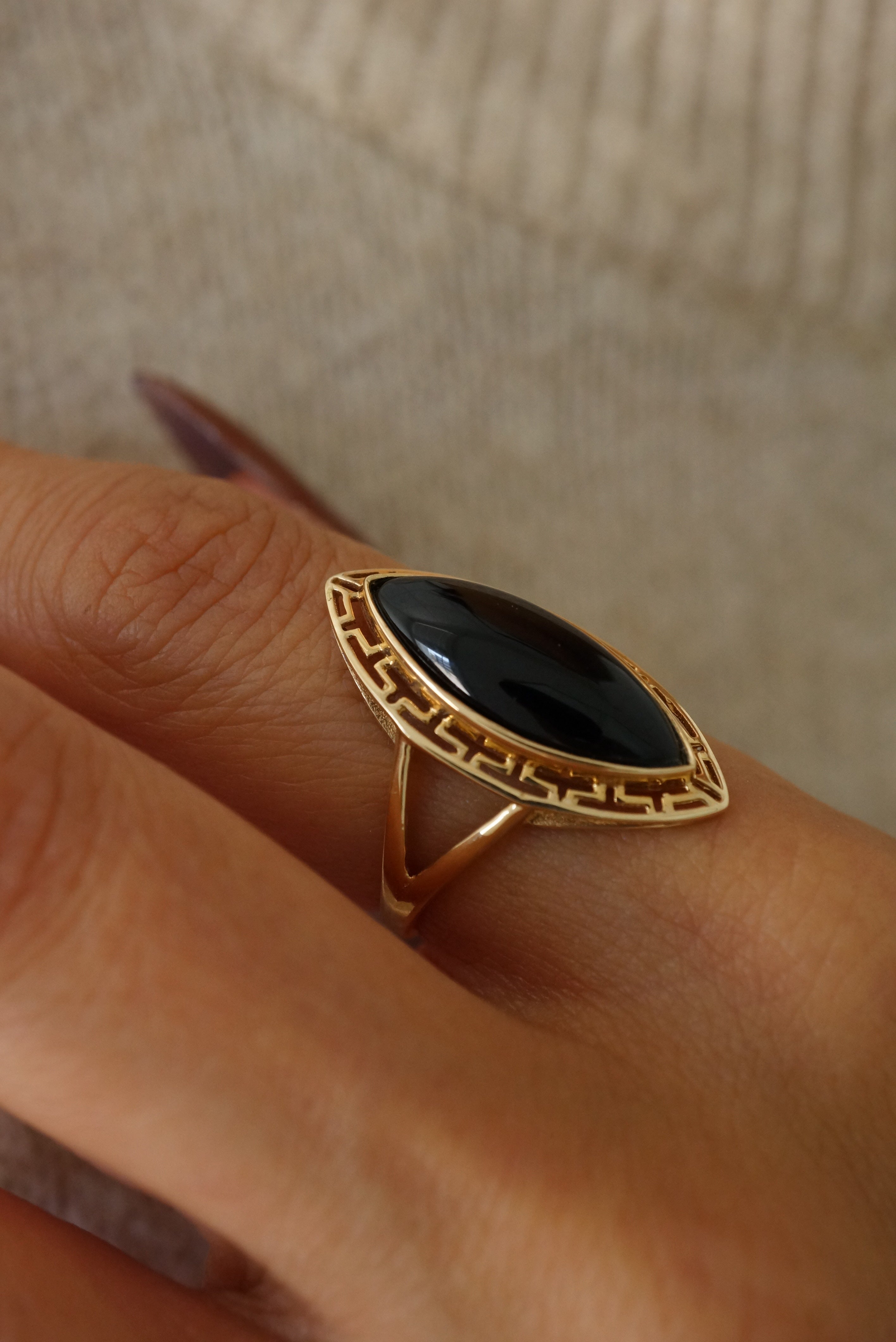 Onyx Marquise Ring