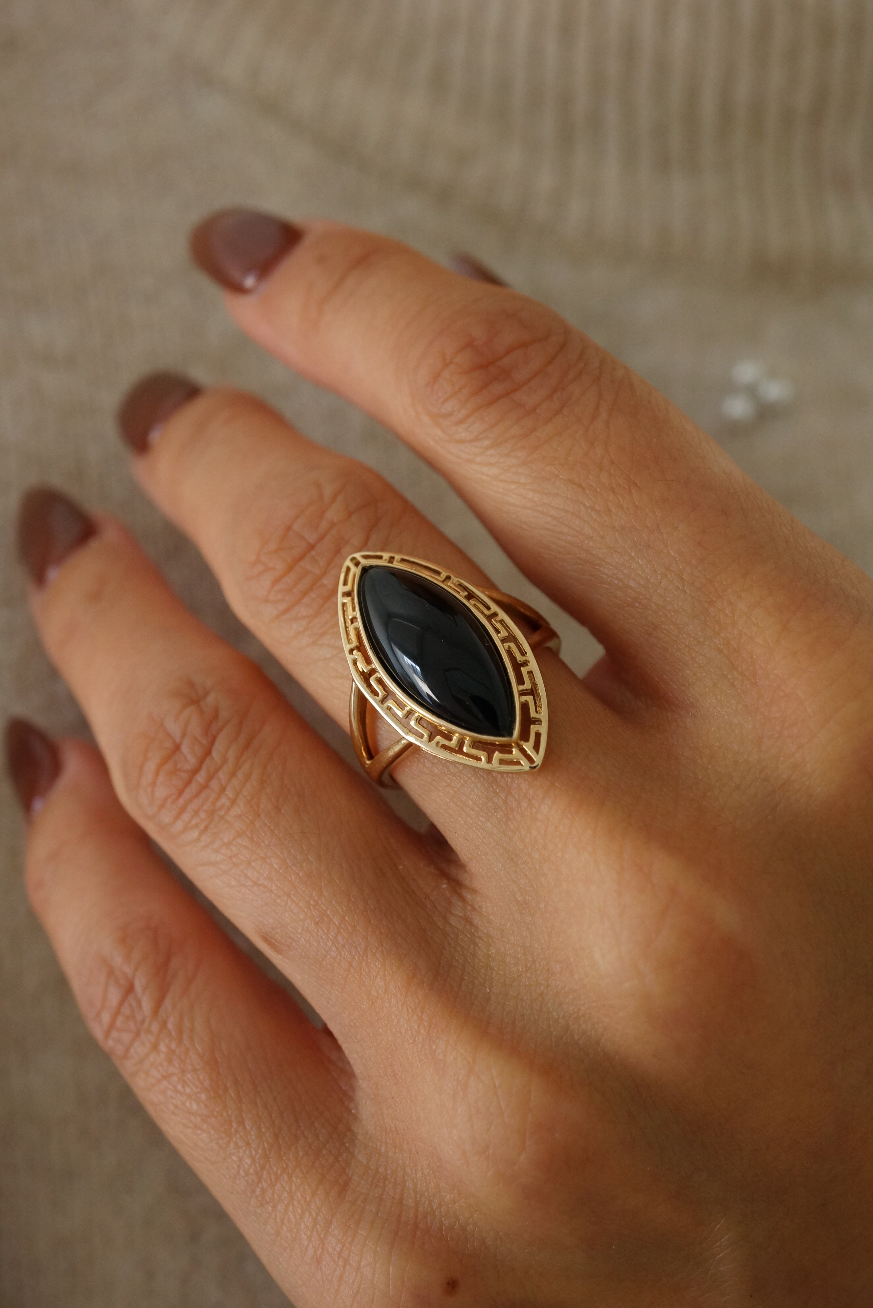Onyx Marquise Ring