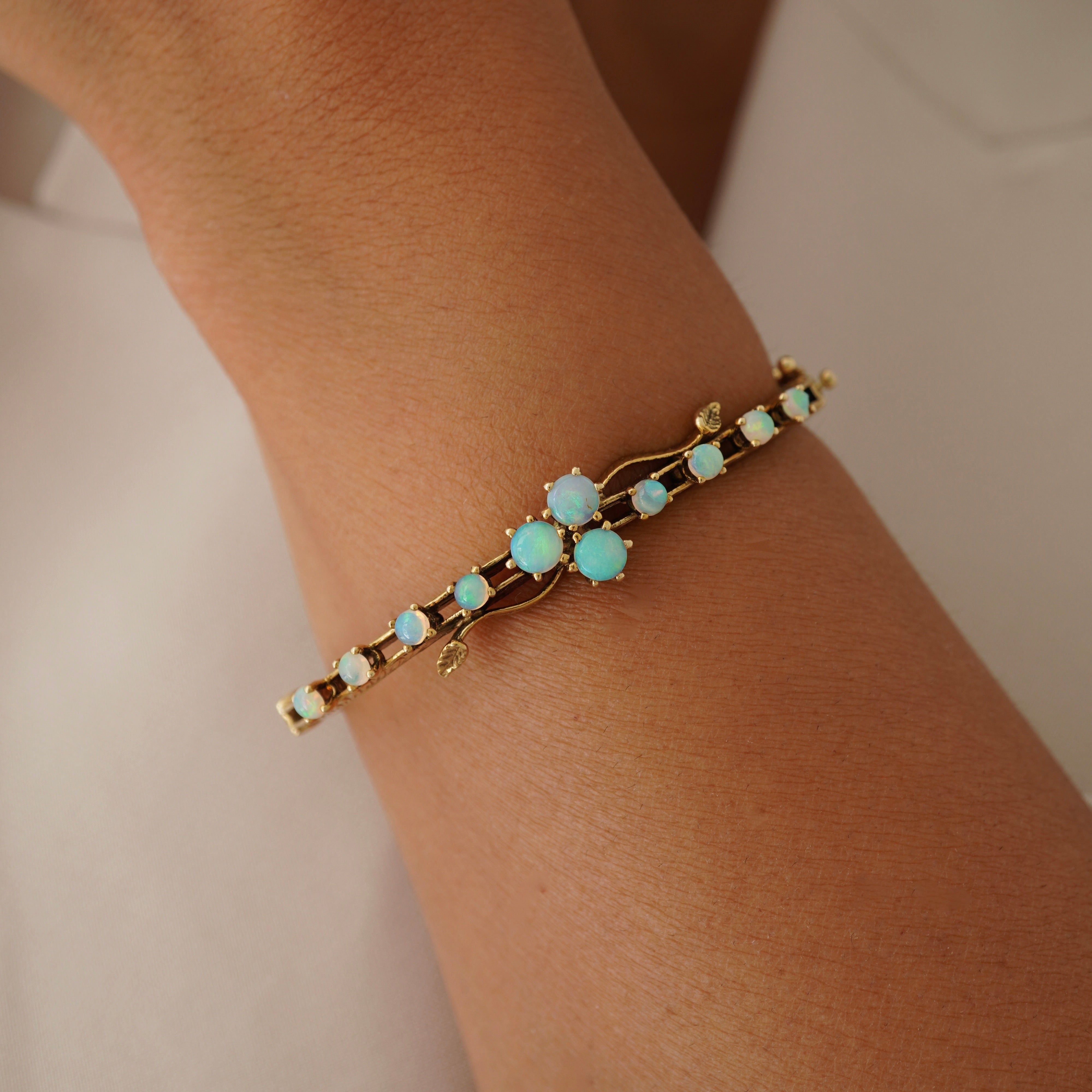 Opal and Leaf Bangle