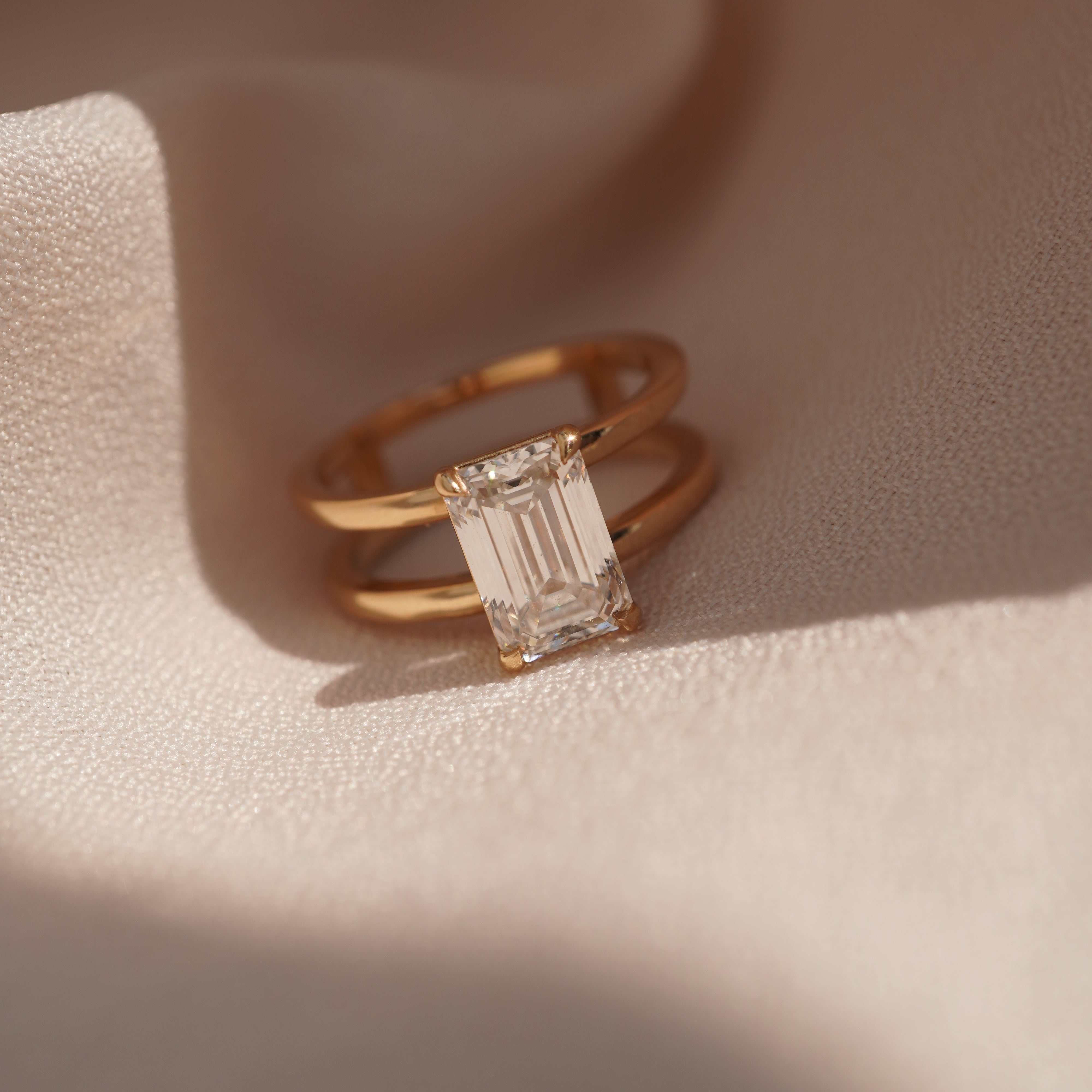 Emerald Twin Band Ring