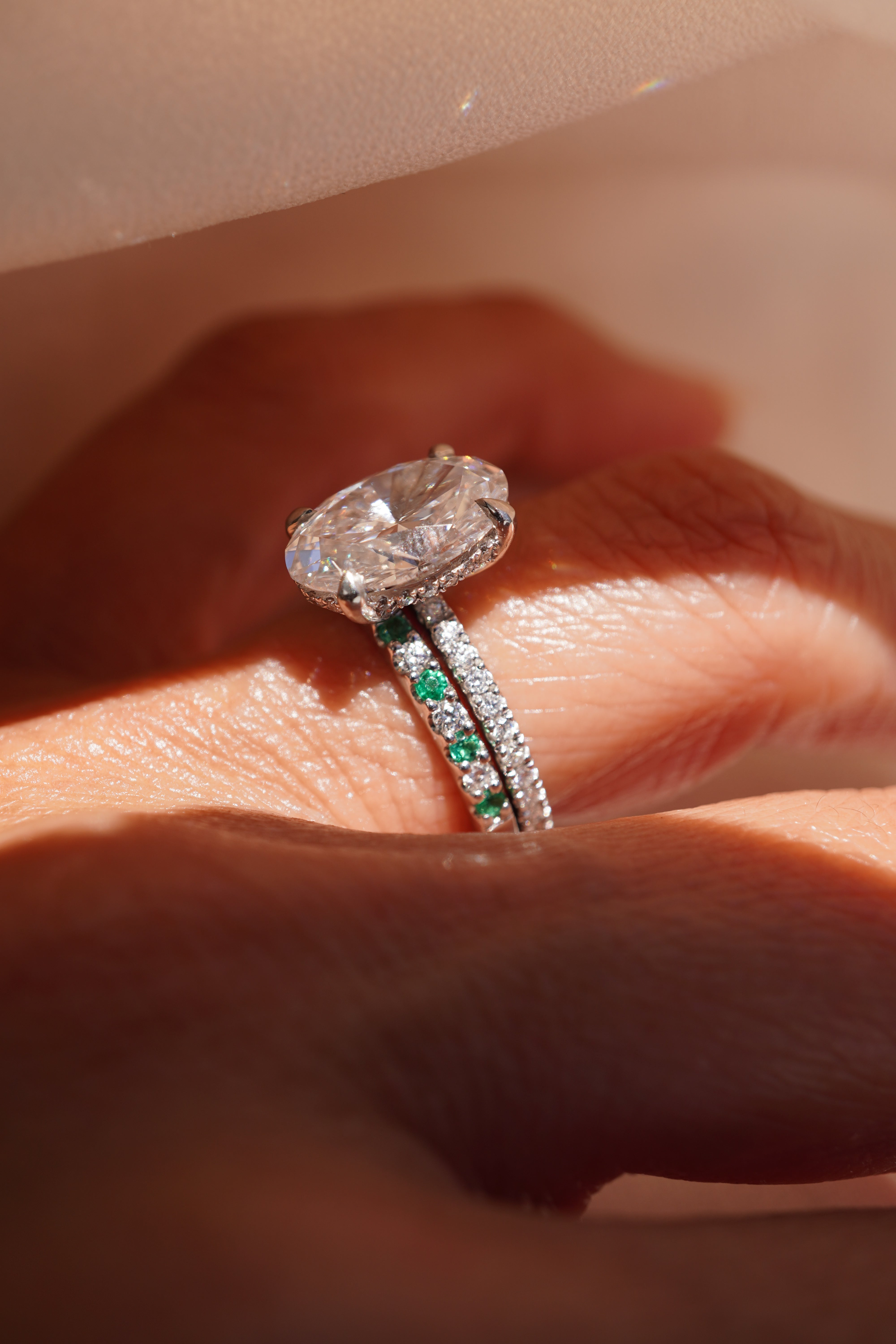 Green Emerald and Diamond Band