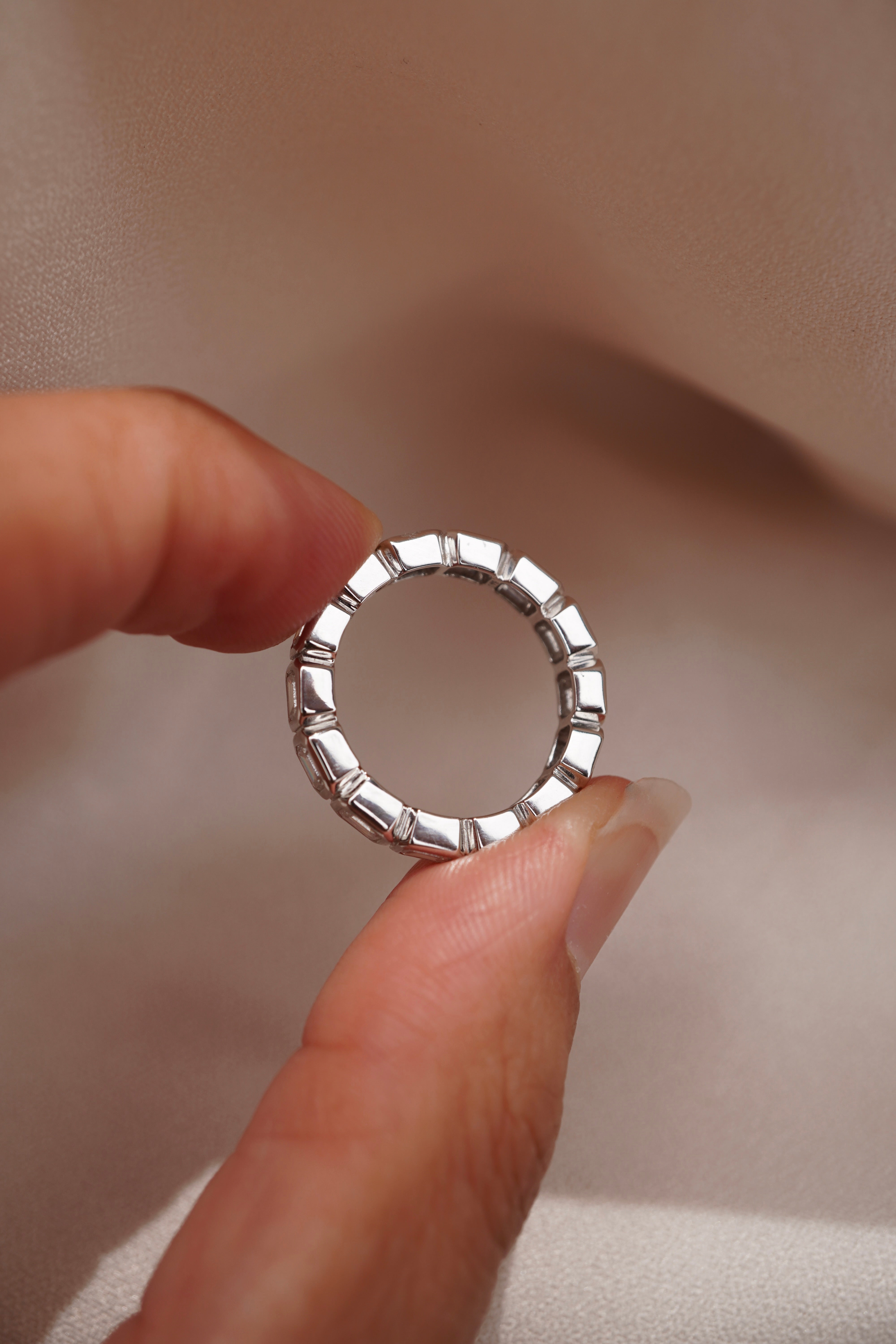 Bezel Emerald Diamond Eternity Band