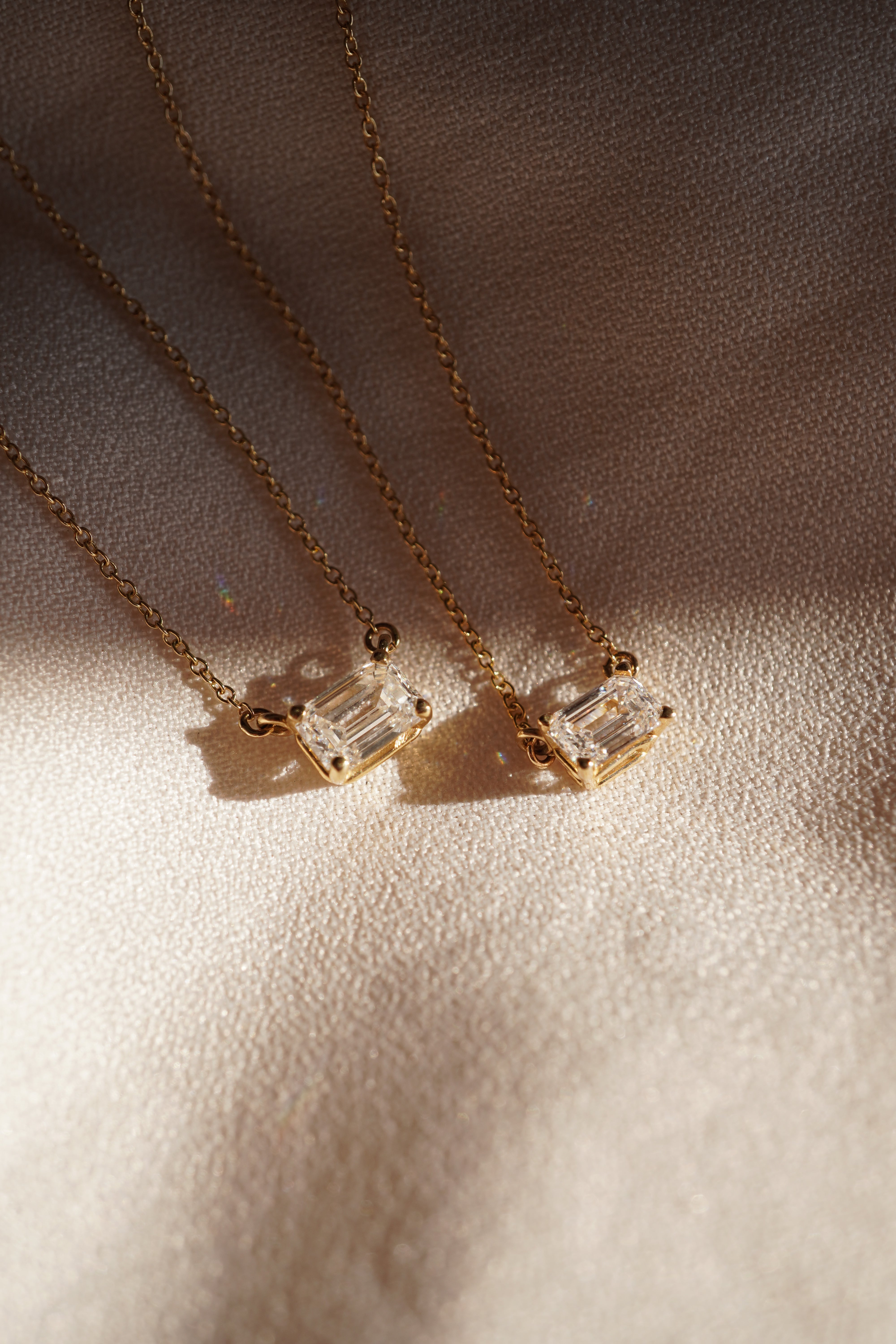 East to West Emerald Floating Necklace