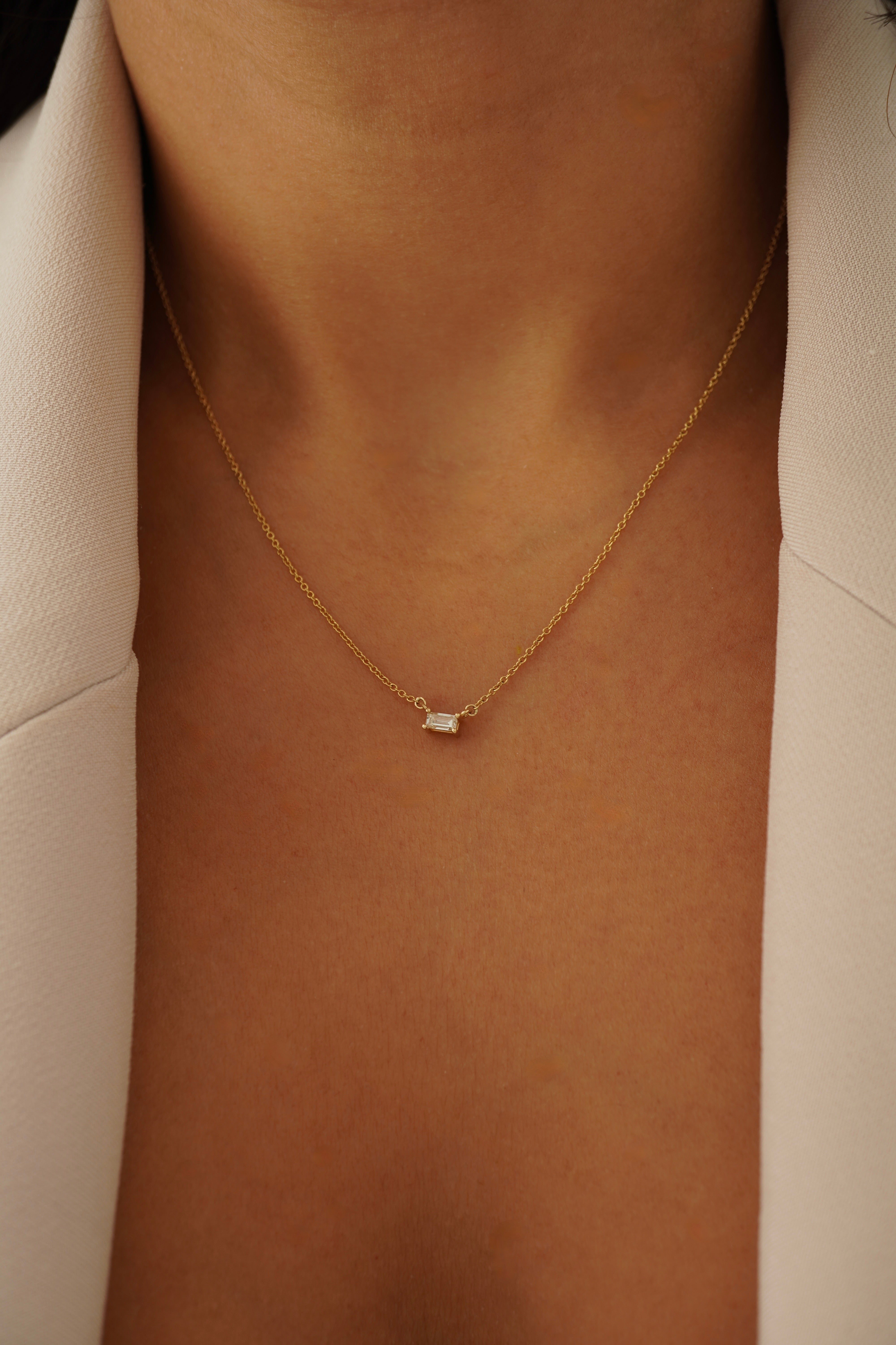 Floating Baguette Diamond Necklace