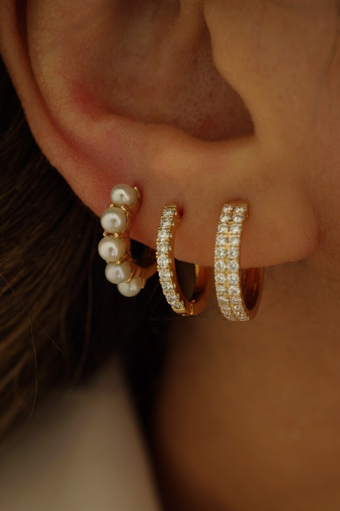 Double Row Diamond Huggies