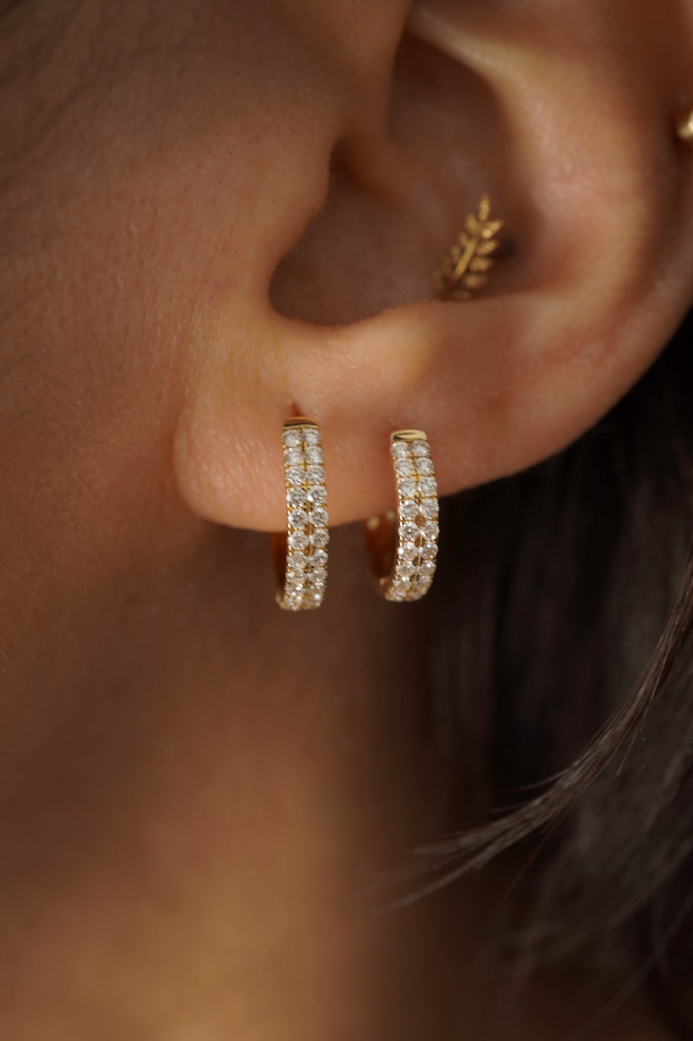 Double Row Diamond Huggies