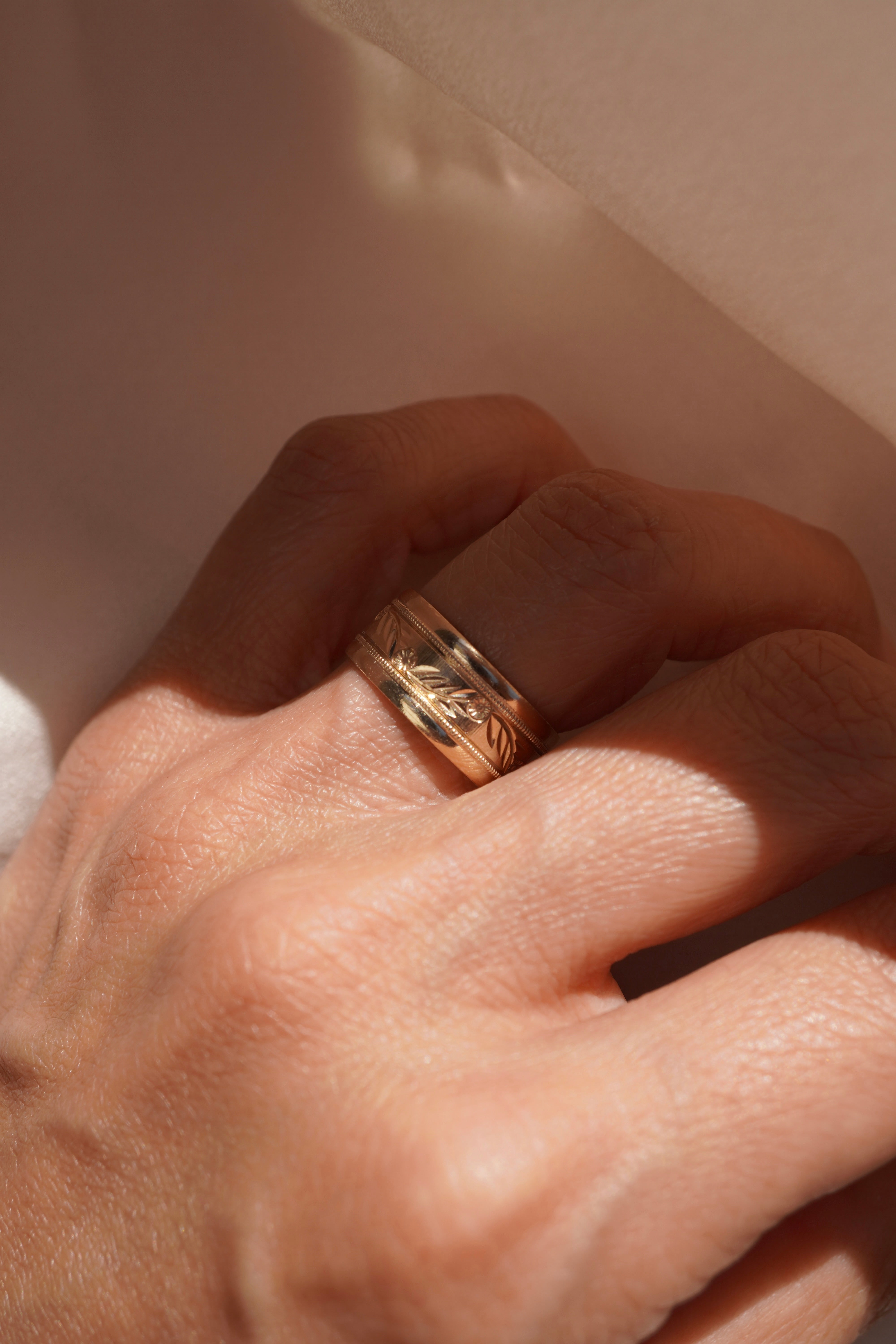 Floral Etched Eternity Band