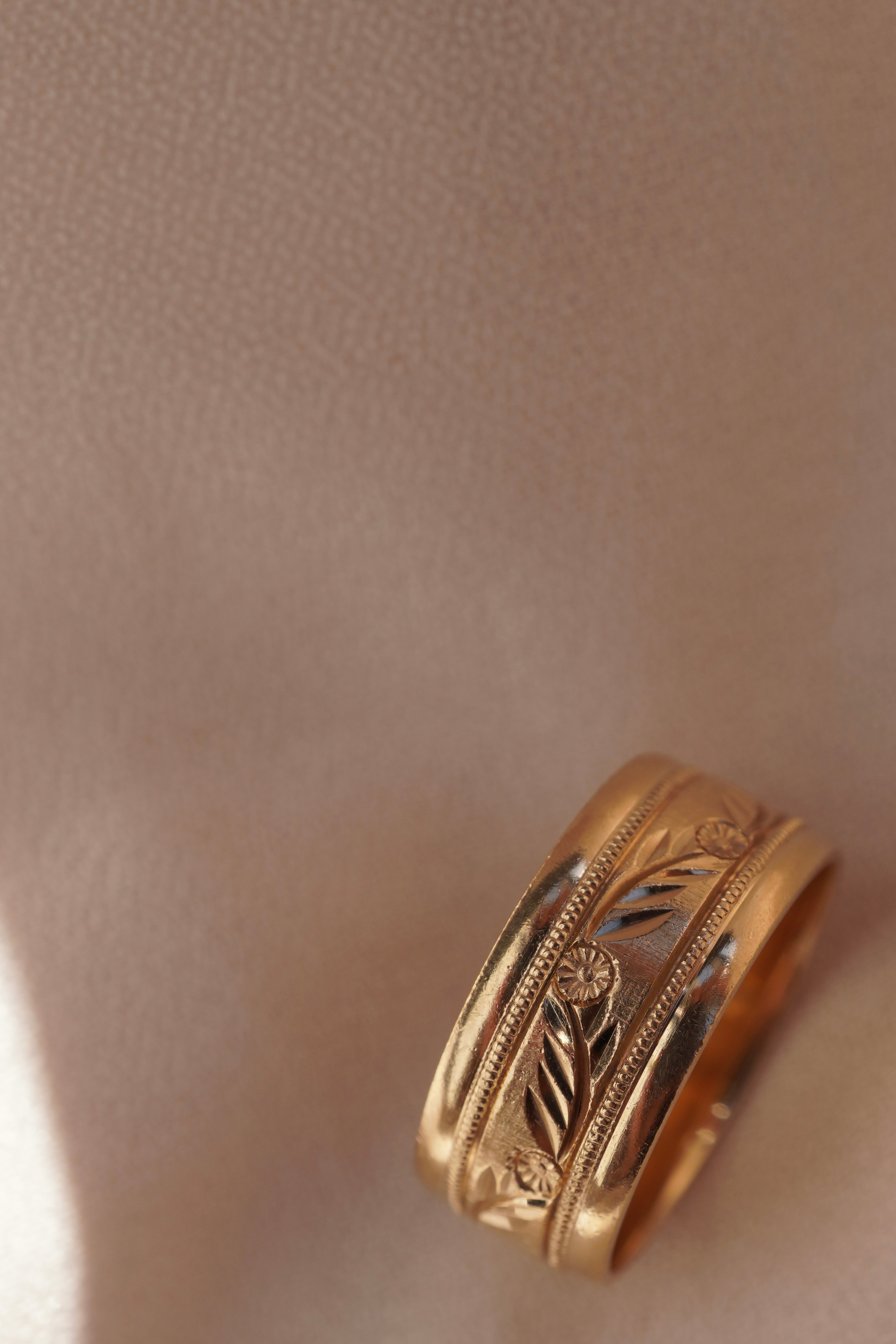 Floral Etched Eternity Band
