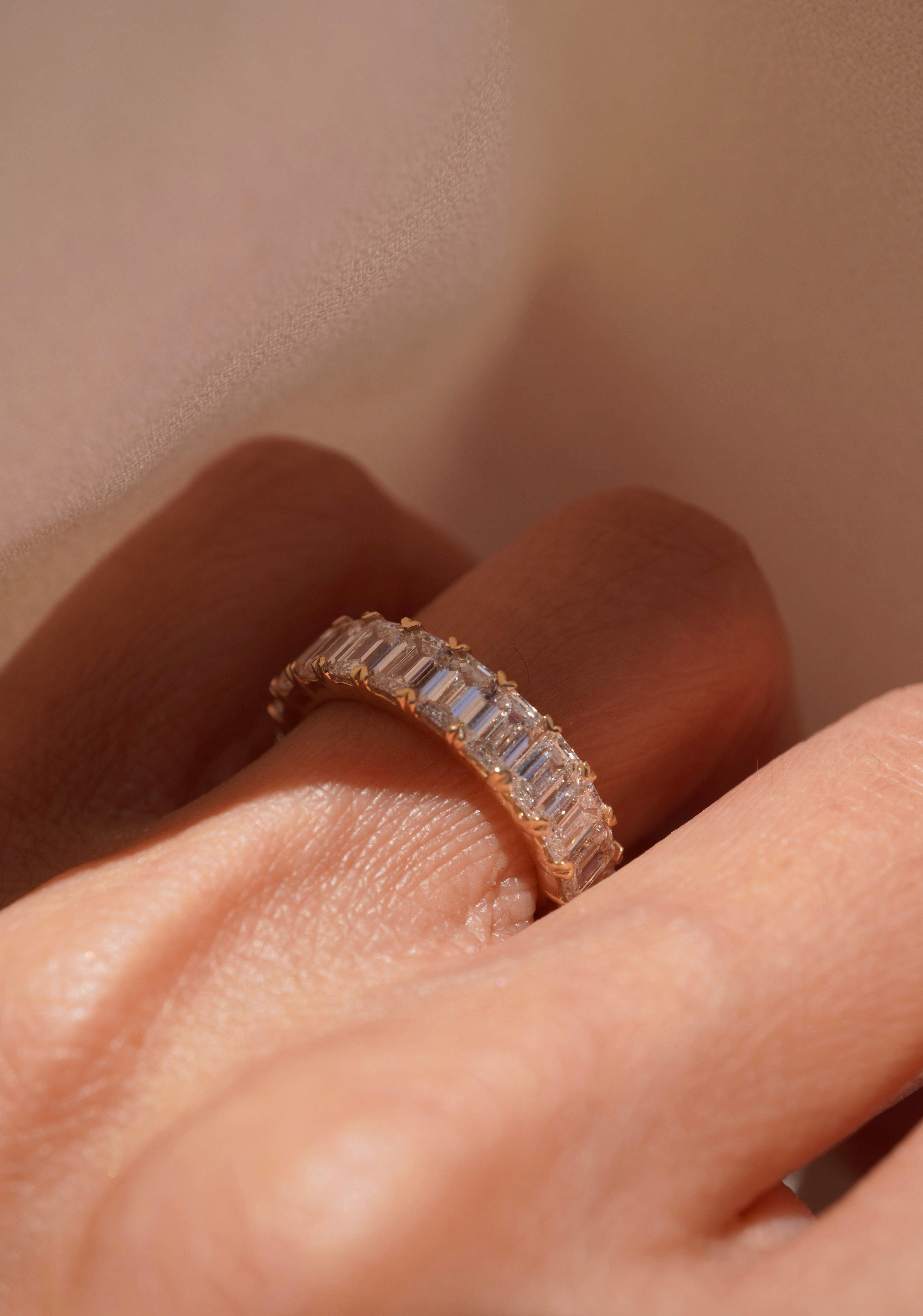 Large Lab Grown Emerald Diamond Eternity Band