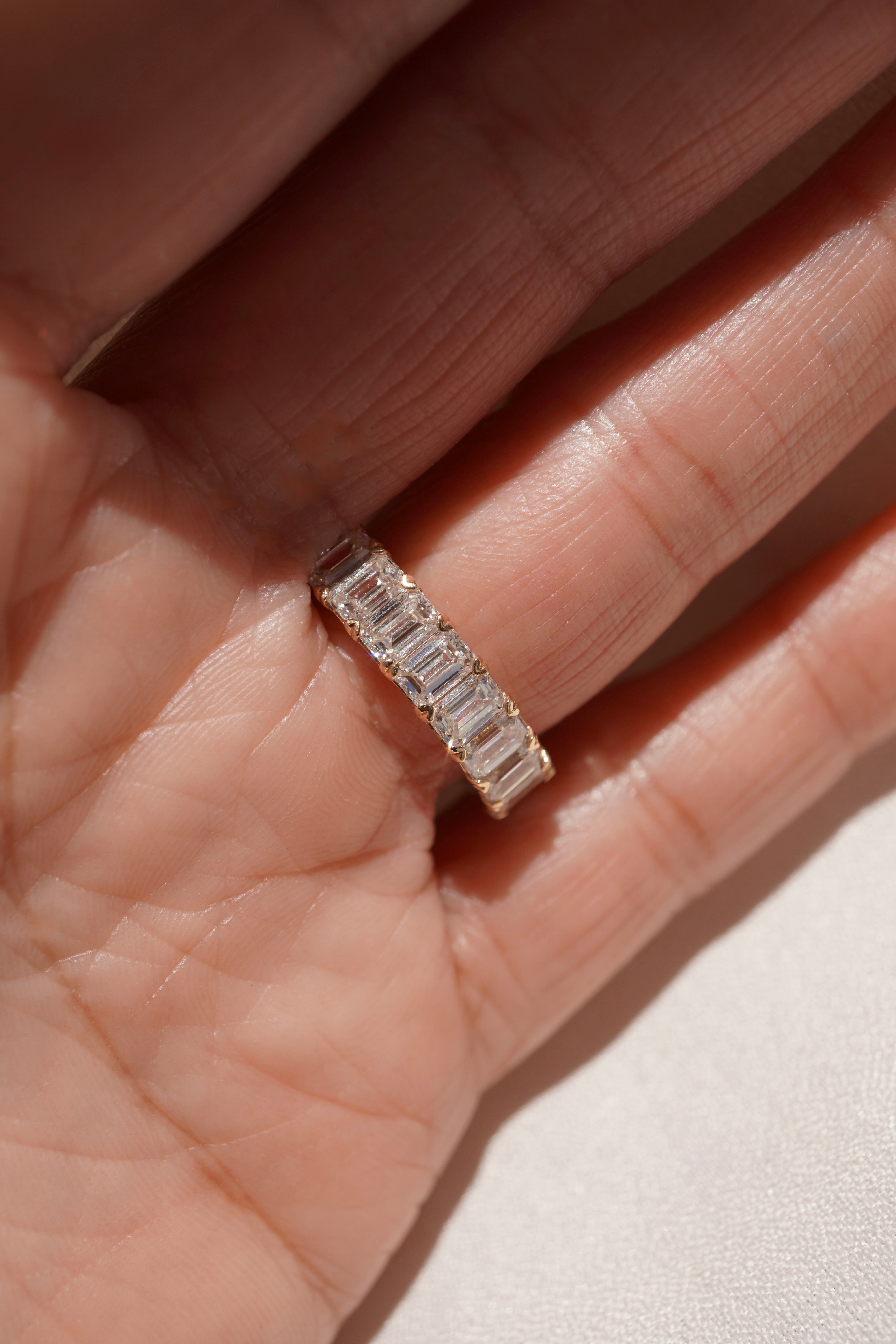 Large Lab Grown Emerald Diamond Eternity Band