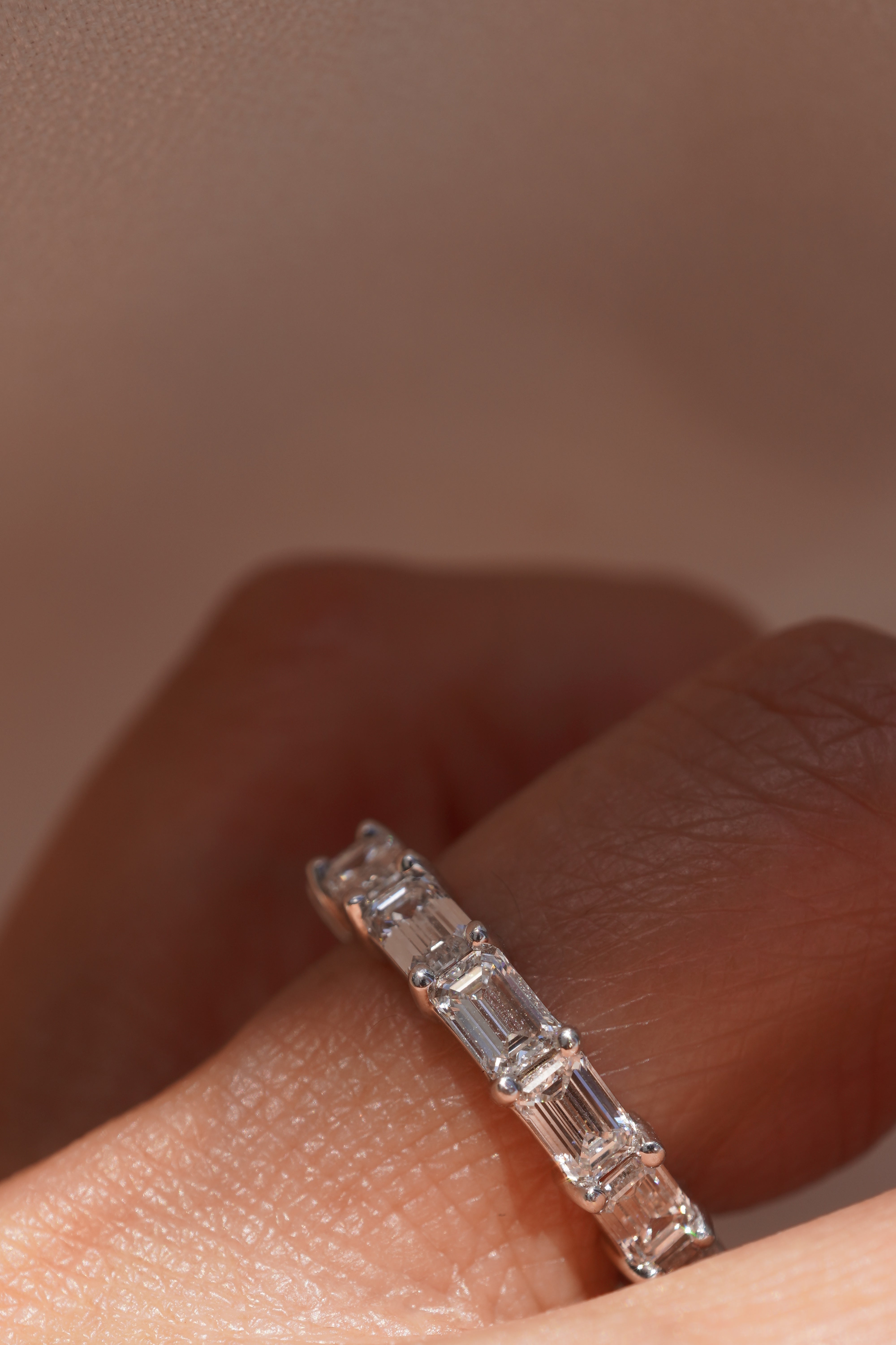 Large East-West Emerald Diamond Eternity Band
