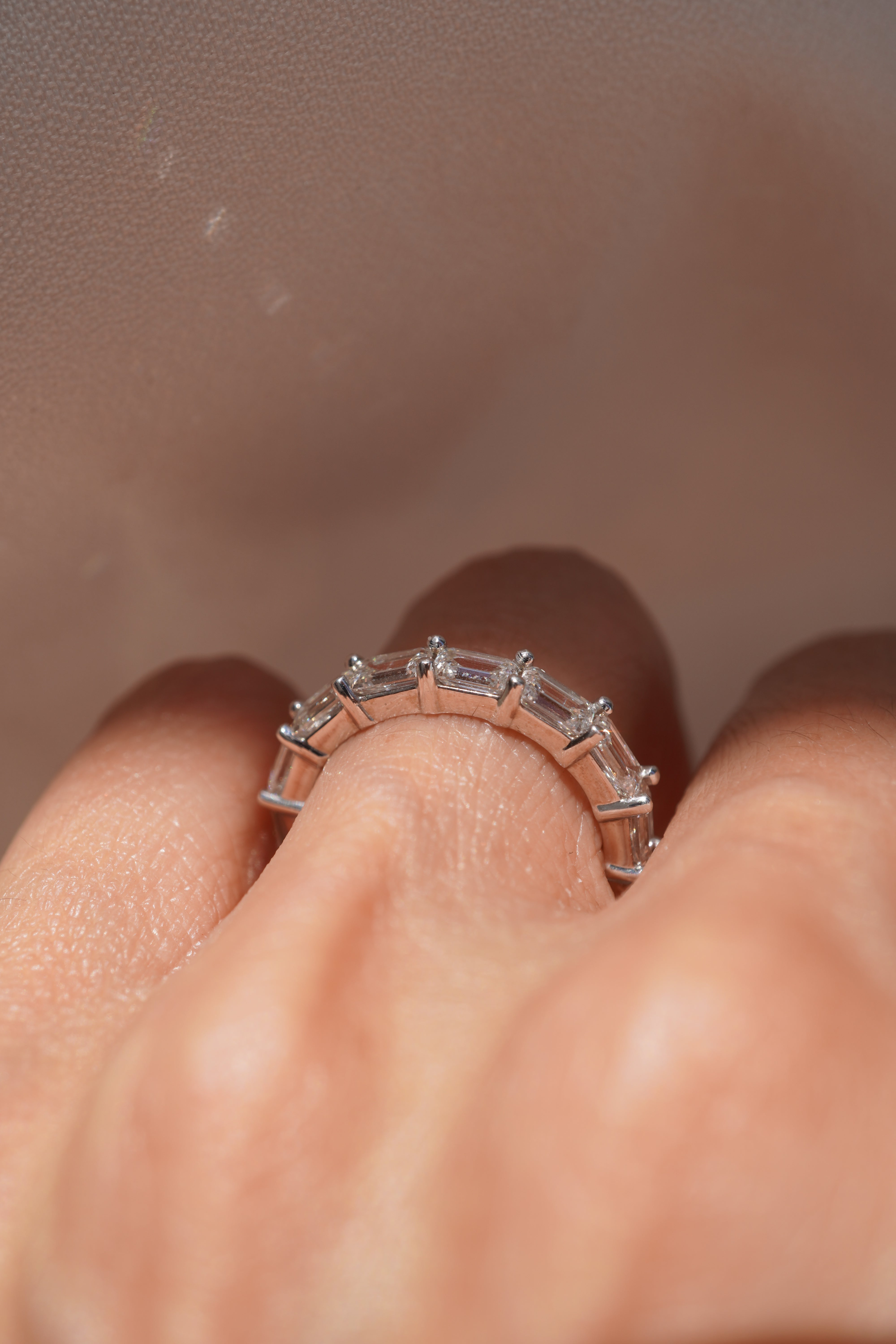 Large East-West Emerald Diamond Eternity Band