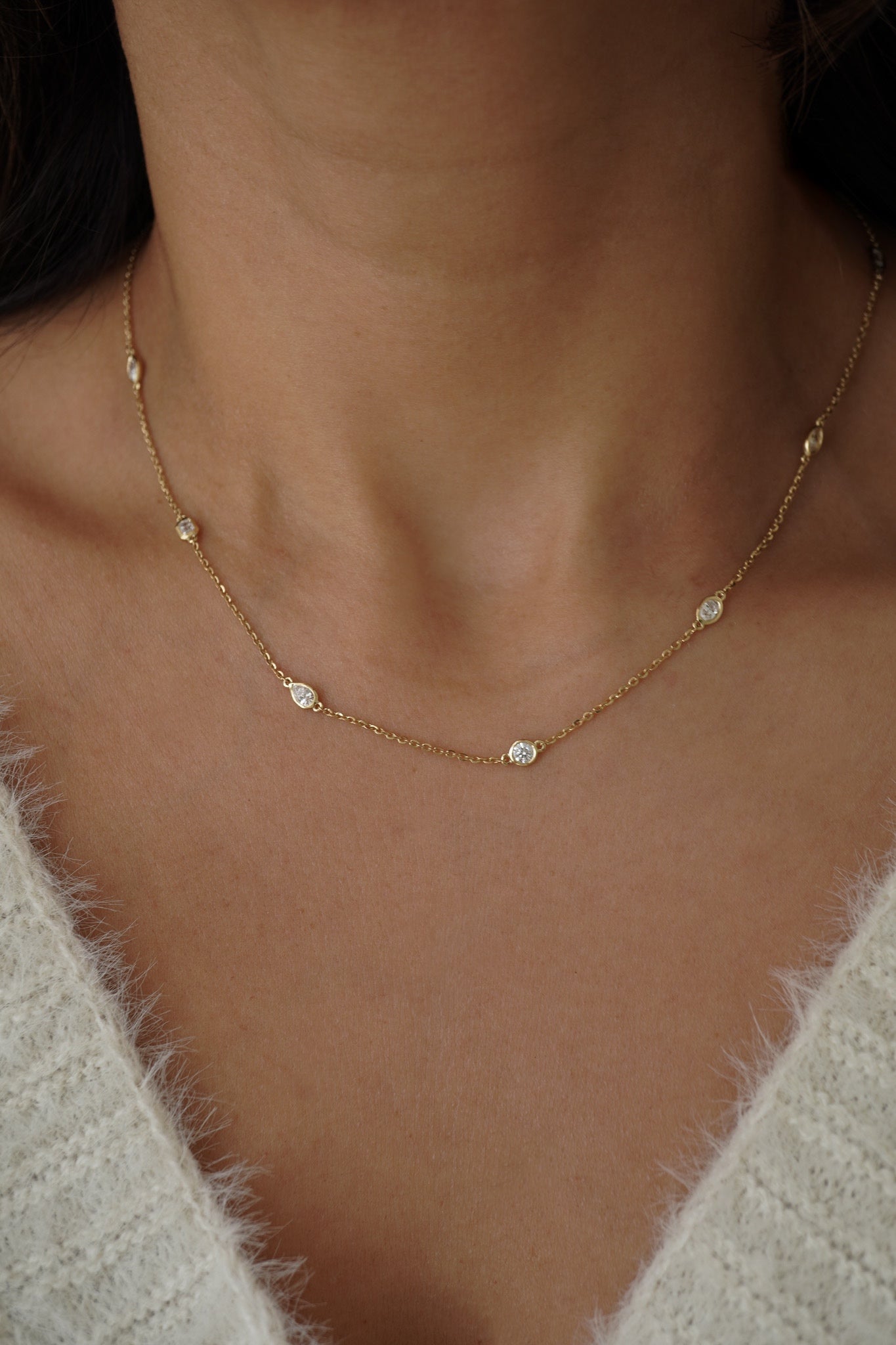 Multi-Shape Diamond Distance Necklace