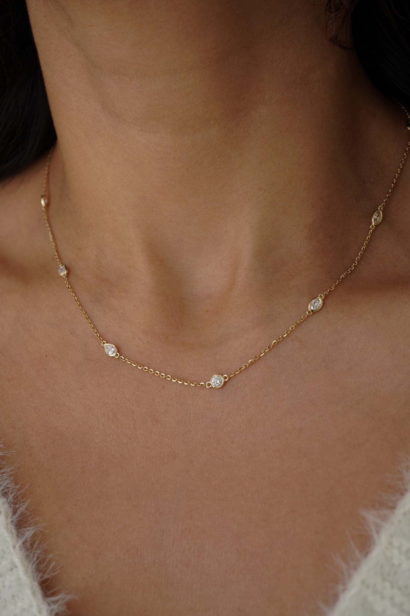 Multi-Shape Diamond Distance Necklace