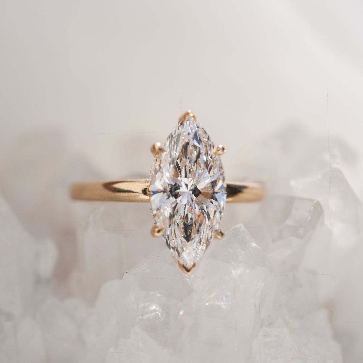 Olive Marquise Hidden Halo Ring
