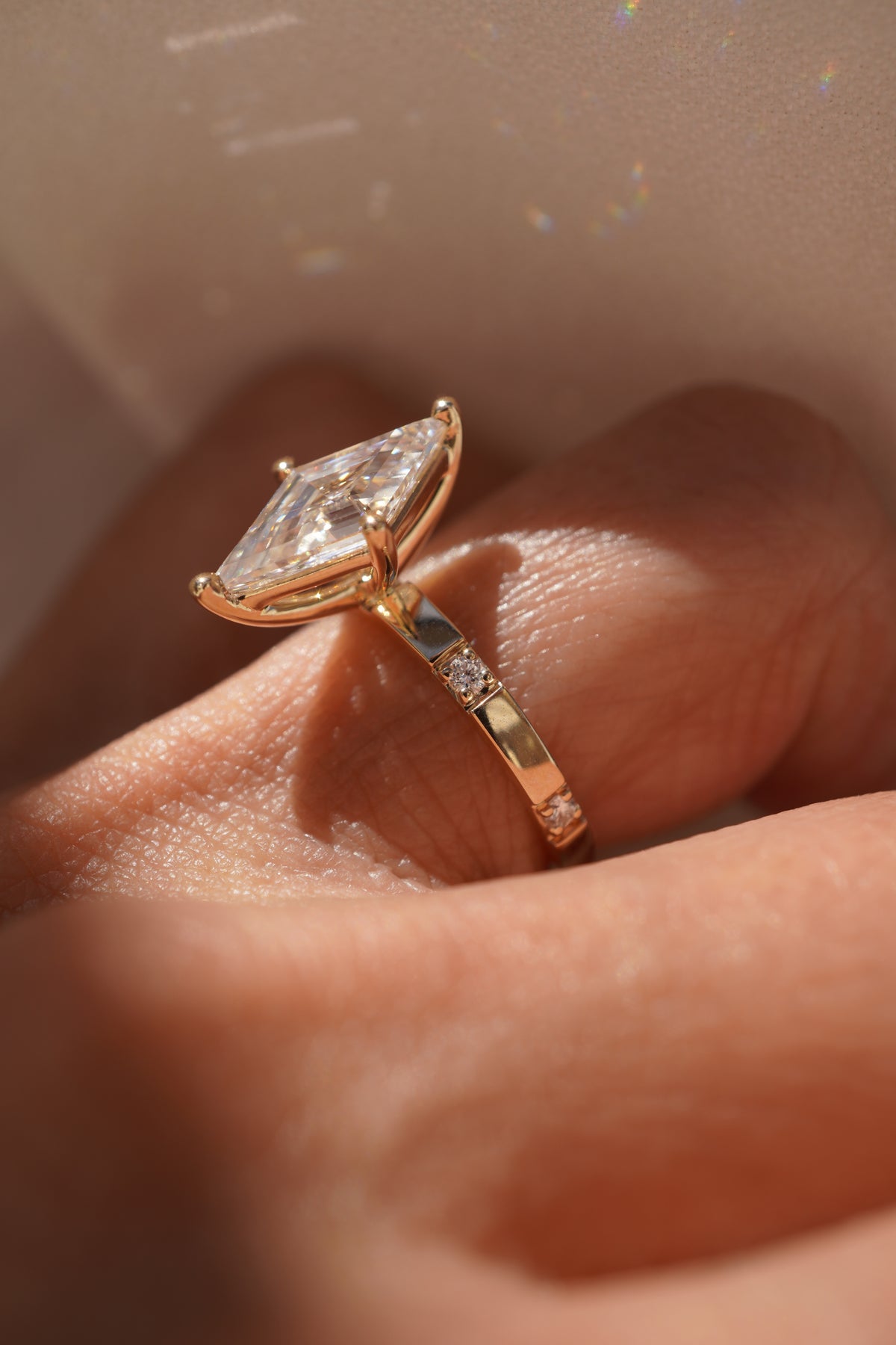 Lozenge Diamond Inlay Engagement Ring