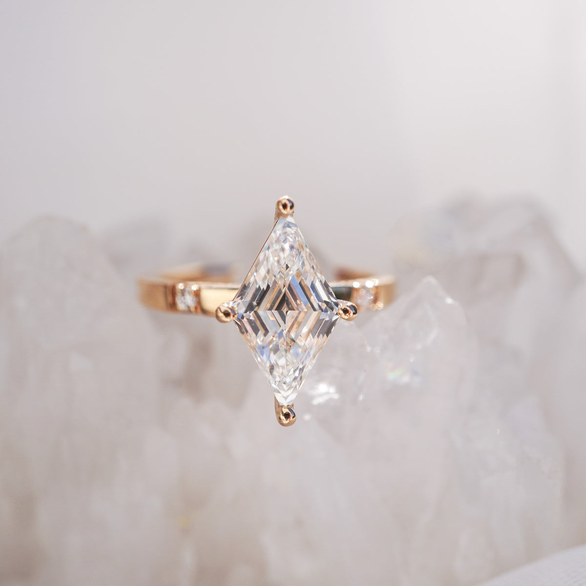Lozenge Diamond Inlay Engagement Ring