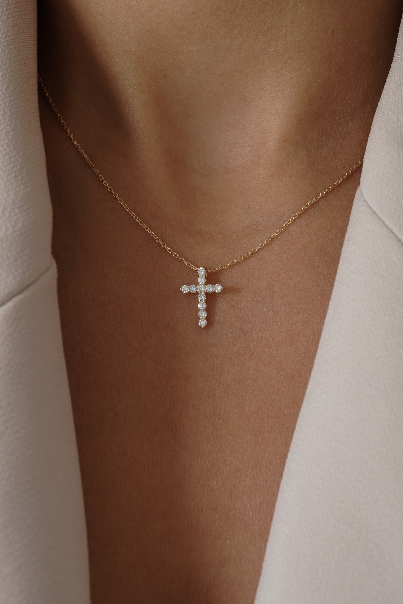 Petite Diamond Cross Necklace