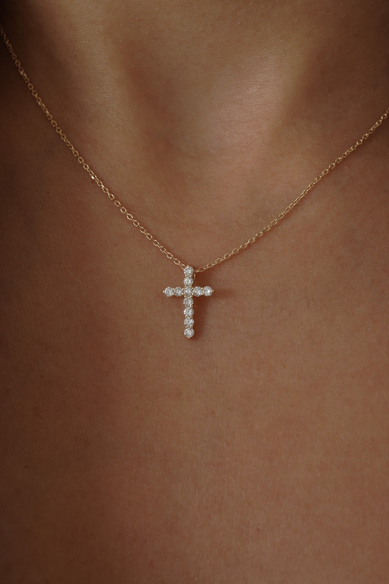 Petite Diamond Cross Necklace