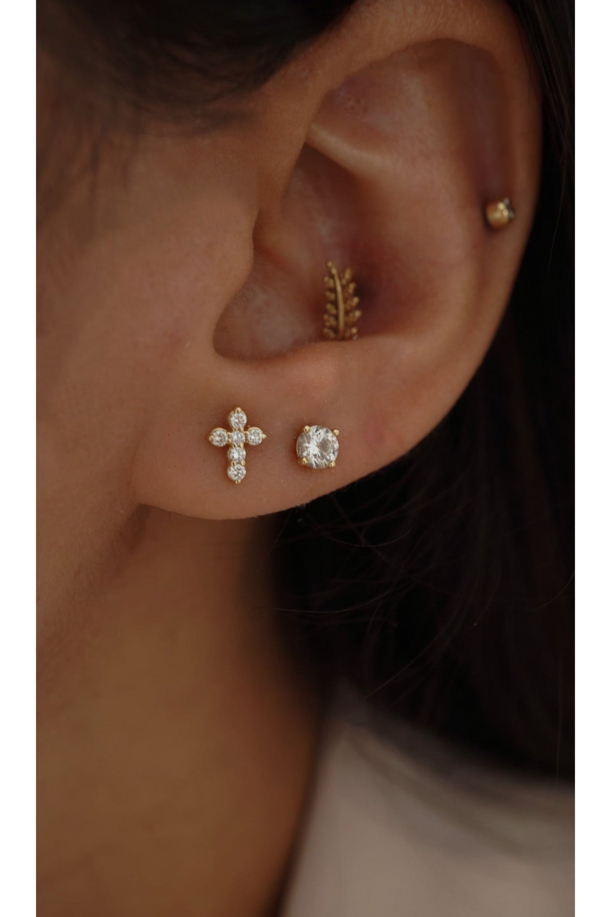Diamond Cross Studs