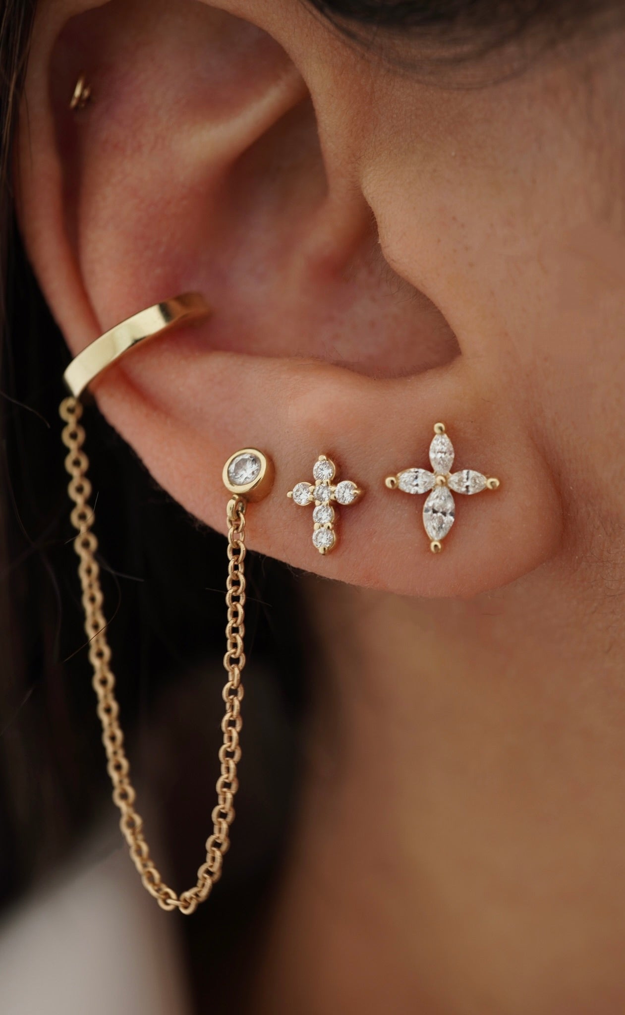 Diamond Cross Studs