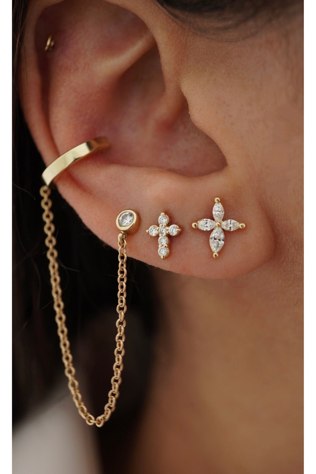 Diamond Cross Studs