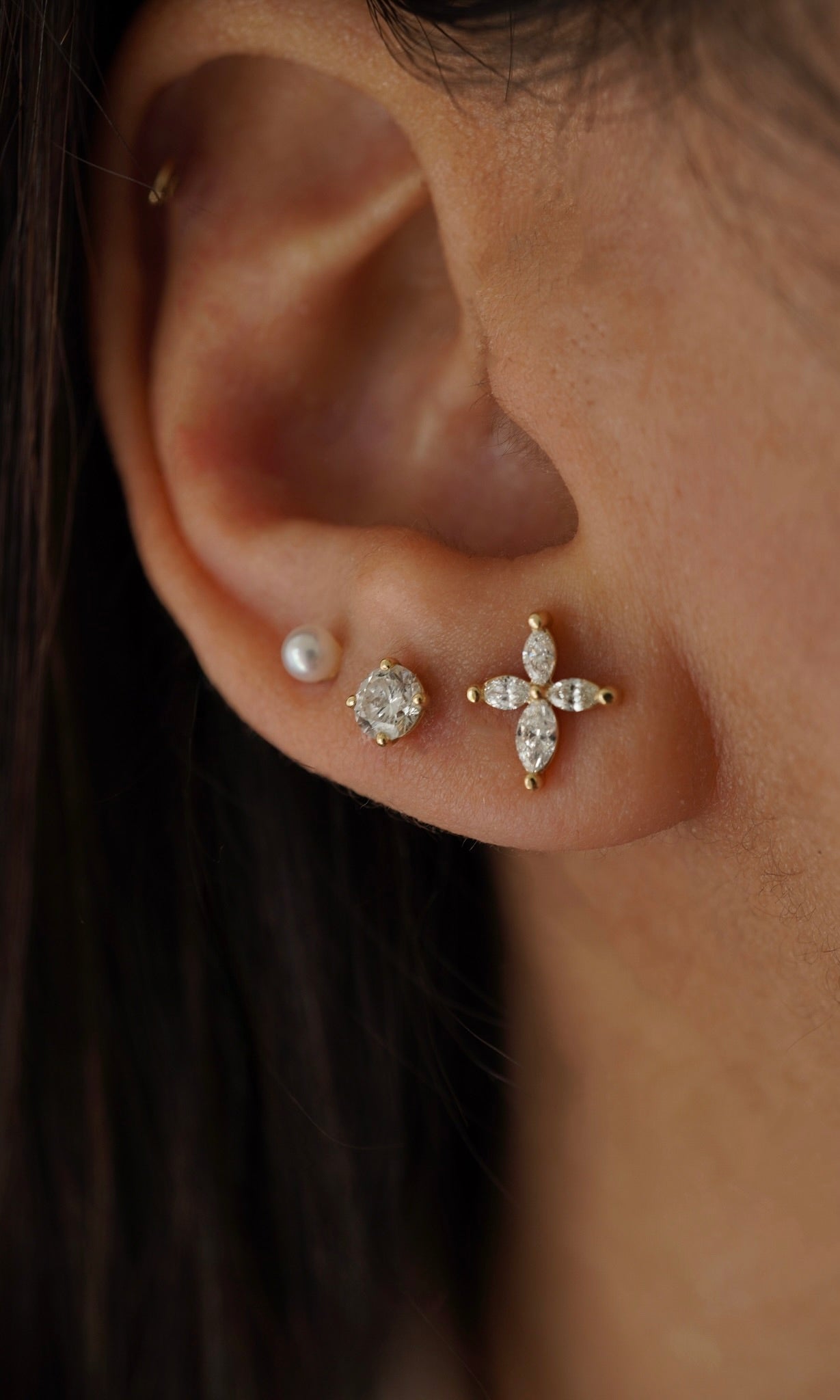Marquise Diamond Cross Earrings
