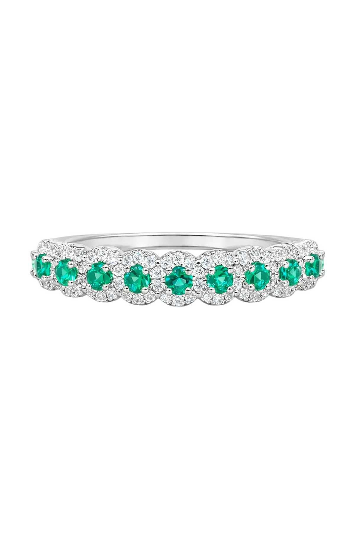 Emerald and Diamond Halo Band