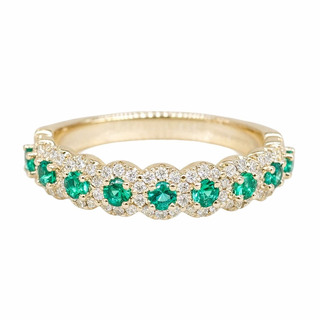 Gemstone and Diamond Halo Band