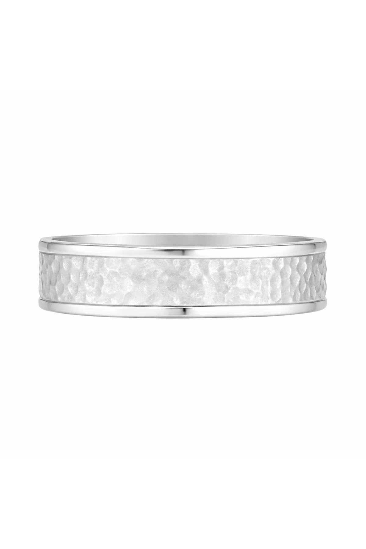 Hammered and Polished Edge Gold Band