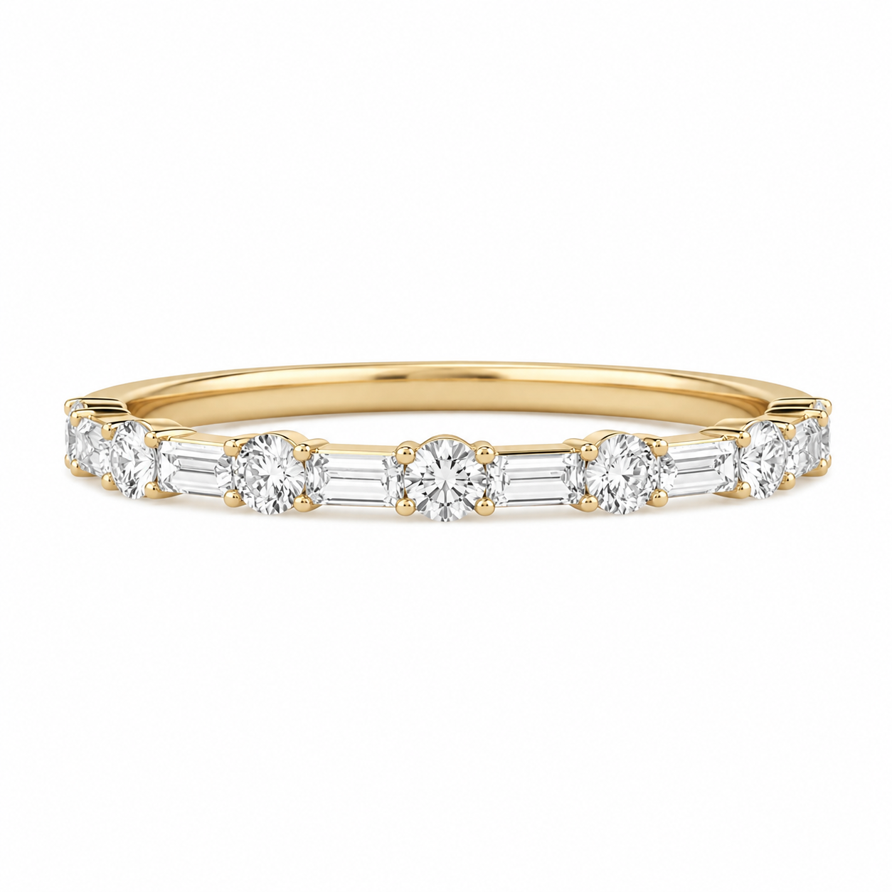 Lab Grown Petite Alternating Baguette & Round Diamond Band