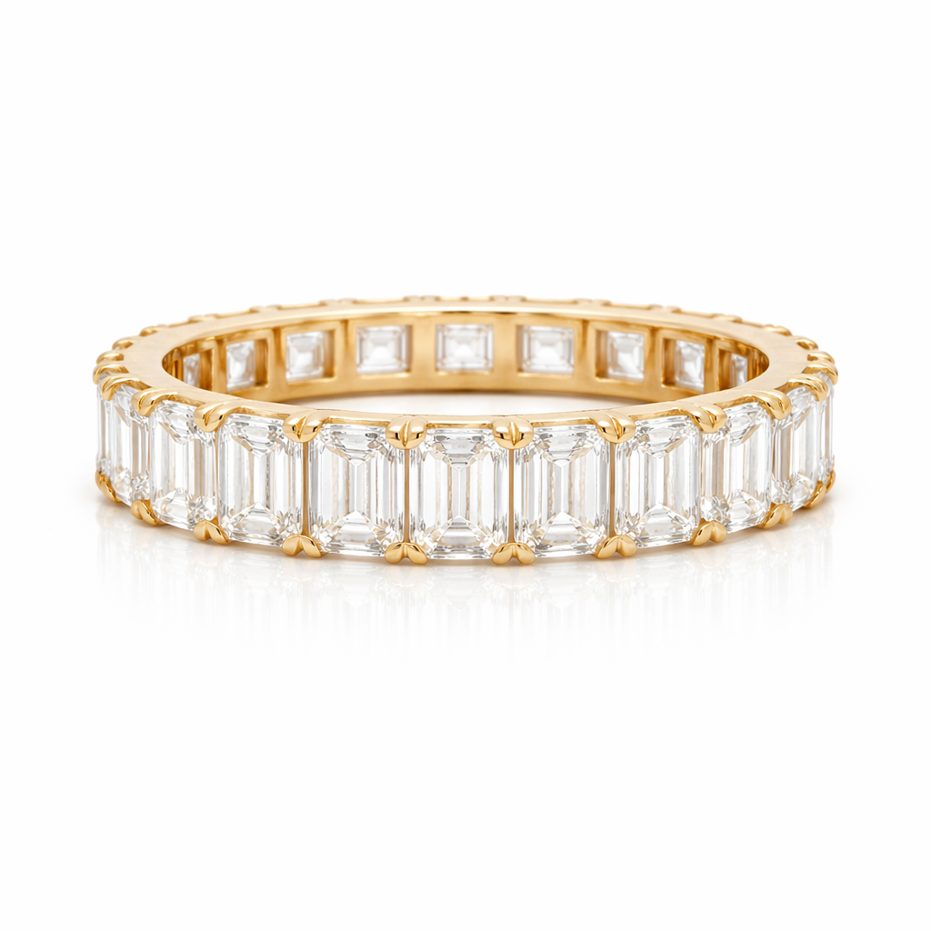 Large Lab Grown Emerald Diamond Eternity Band