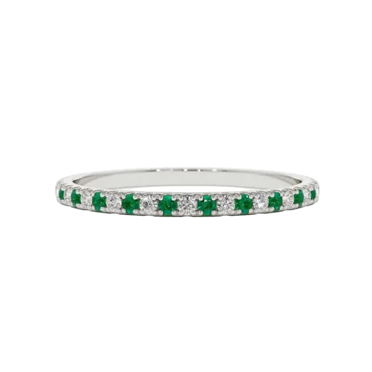 Green Emerald and Diamond Band