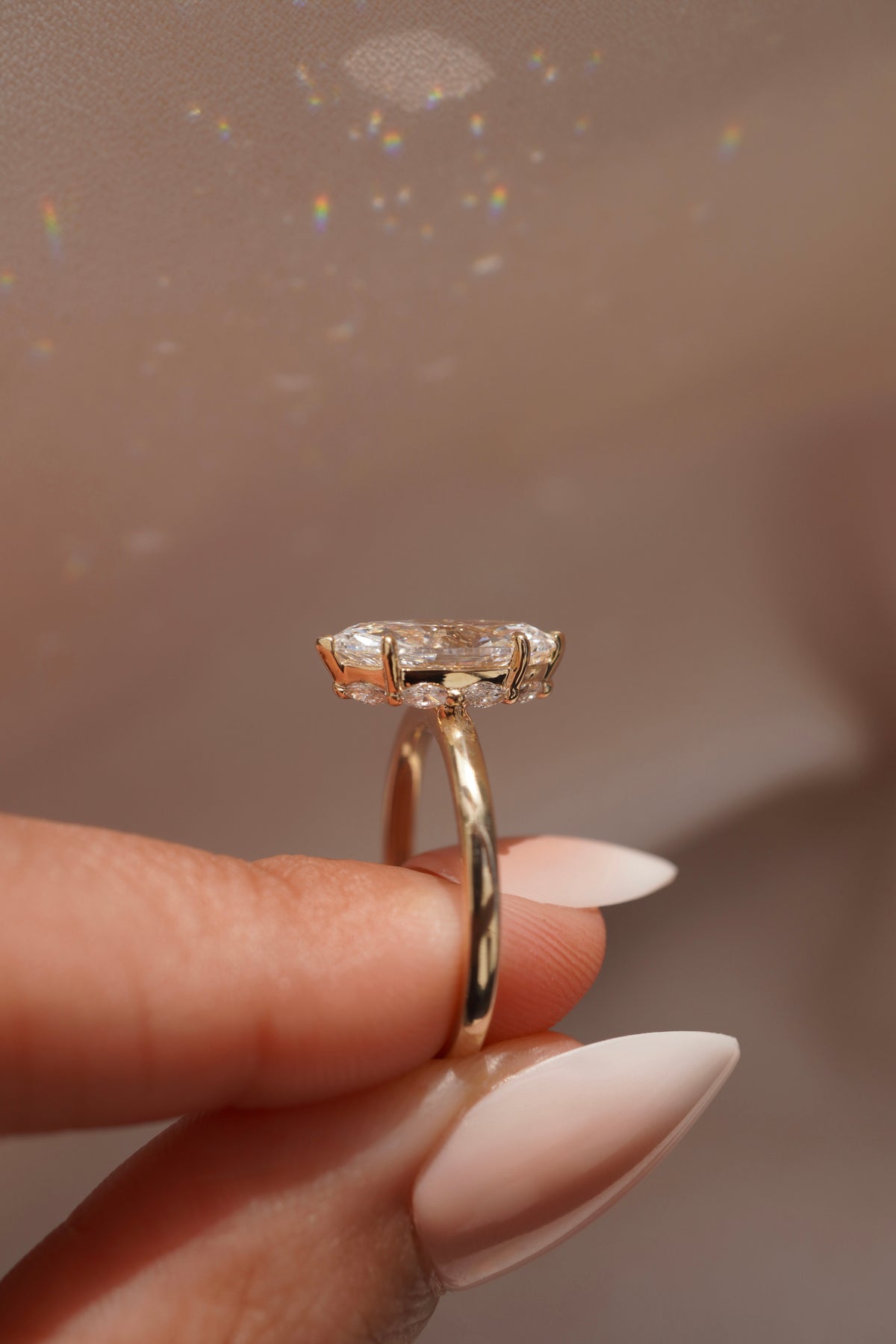 Marquise Hidden Halo Solitaire Engagement Ring