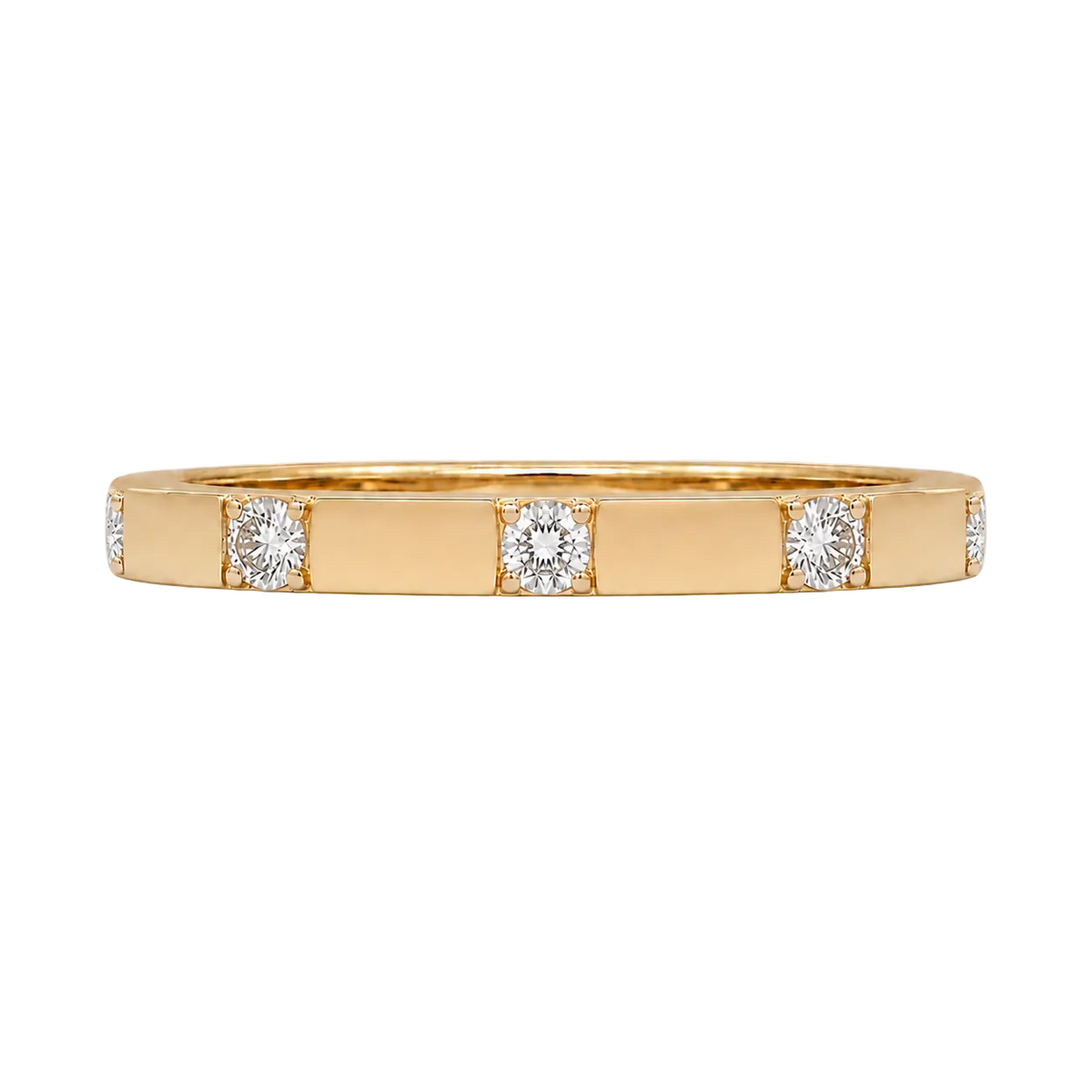 Yellow gold Inlay Diamond Band with round diamonds