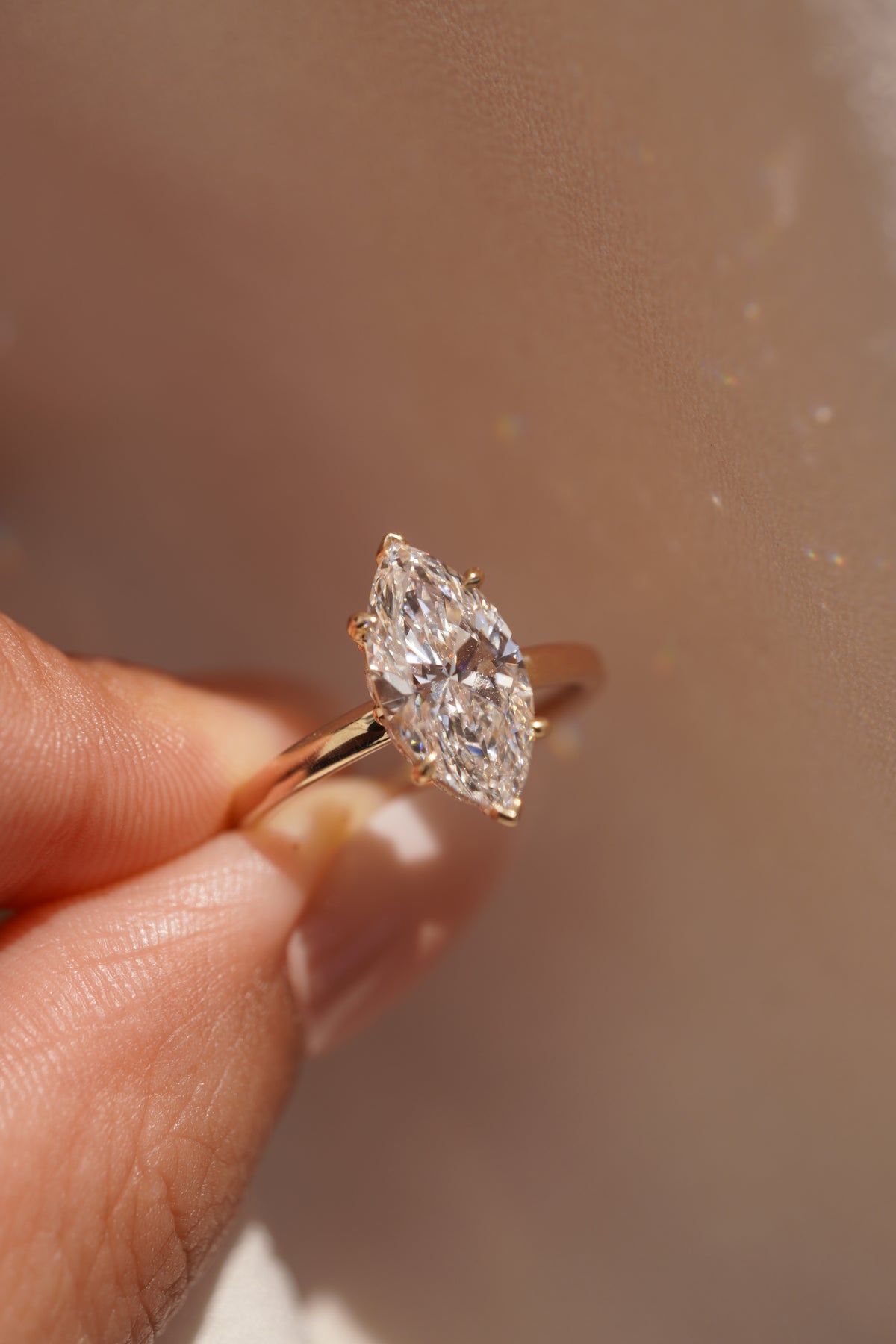 Marquise Hidden Halo Solitaire Engagement Ring