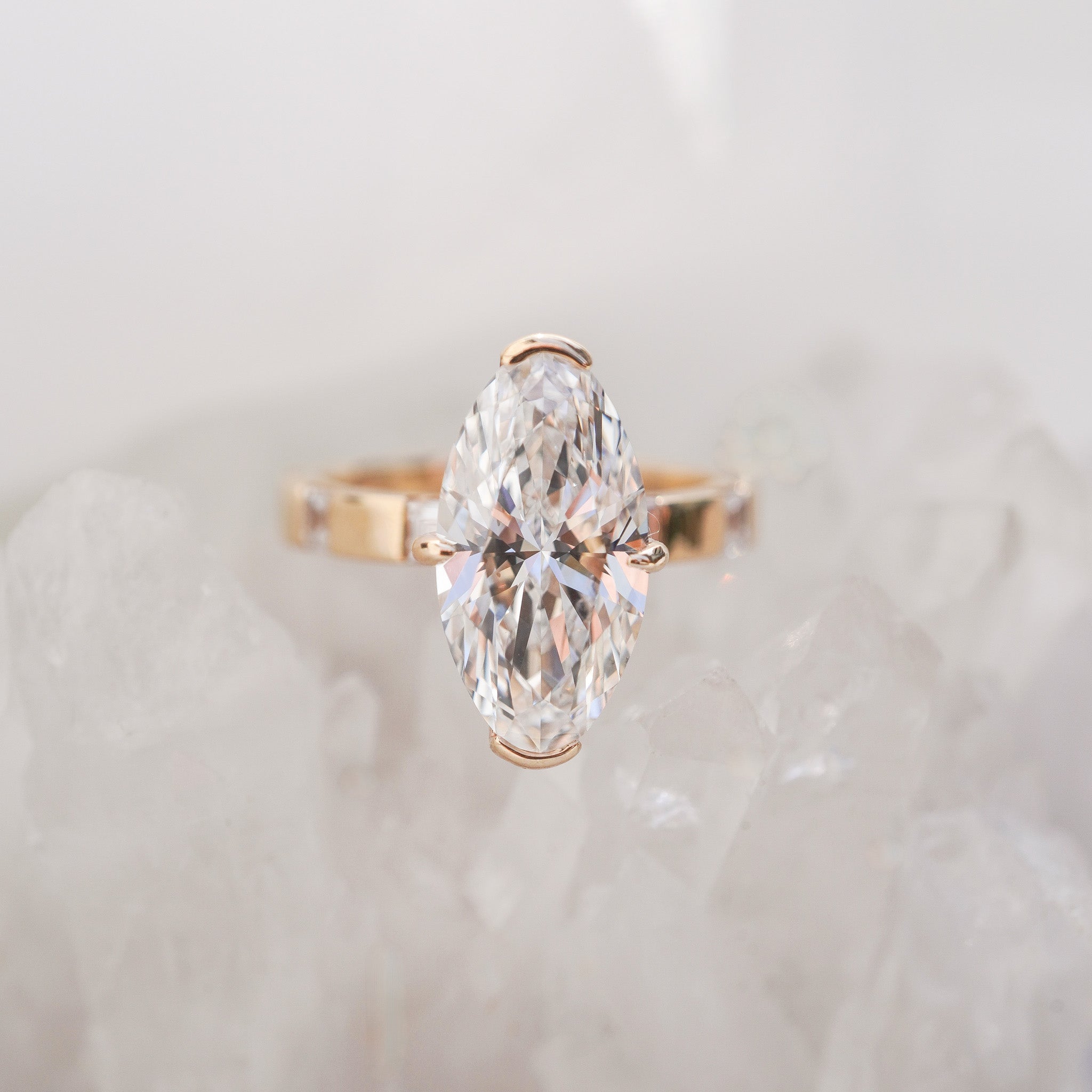 Moval Diamond Inlay Ring