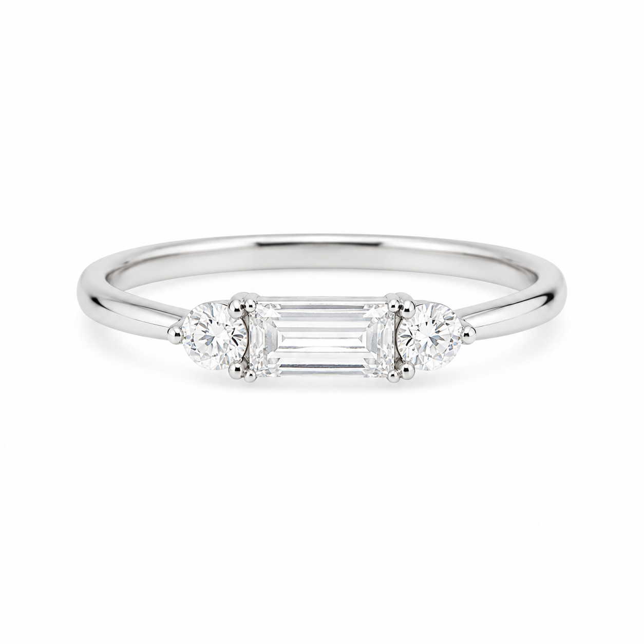 Natural Baguette and Round Diamond Ring