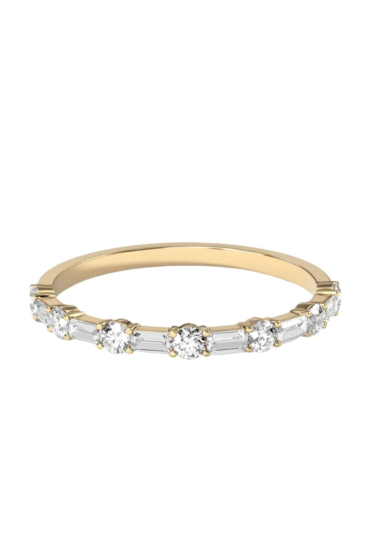 Alternating Baguette & Round Diamond Band