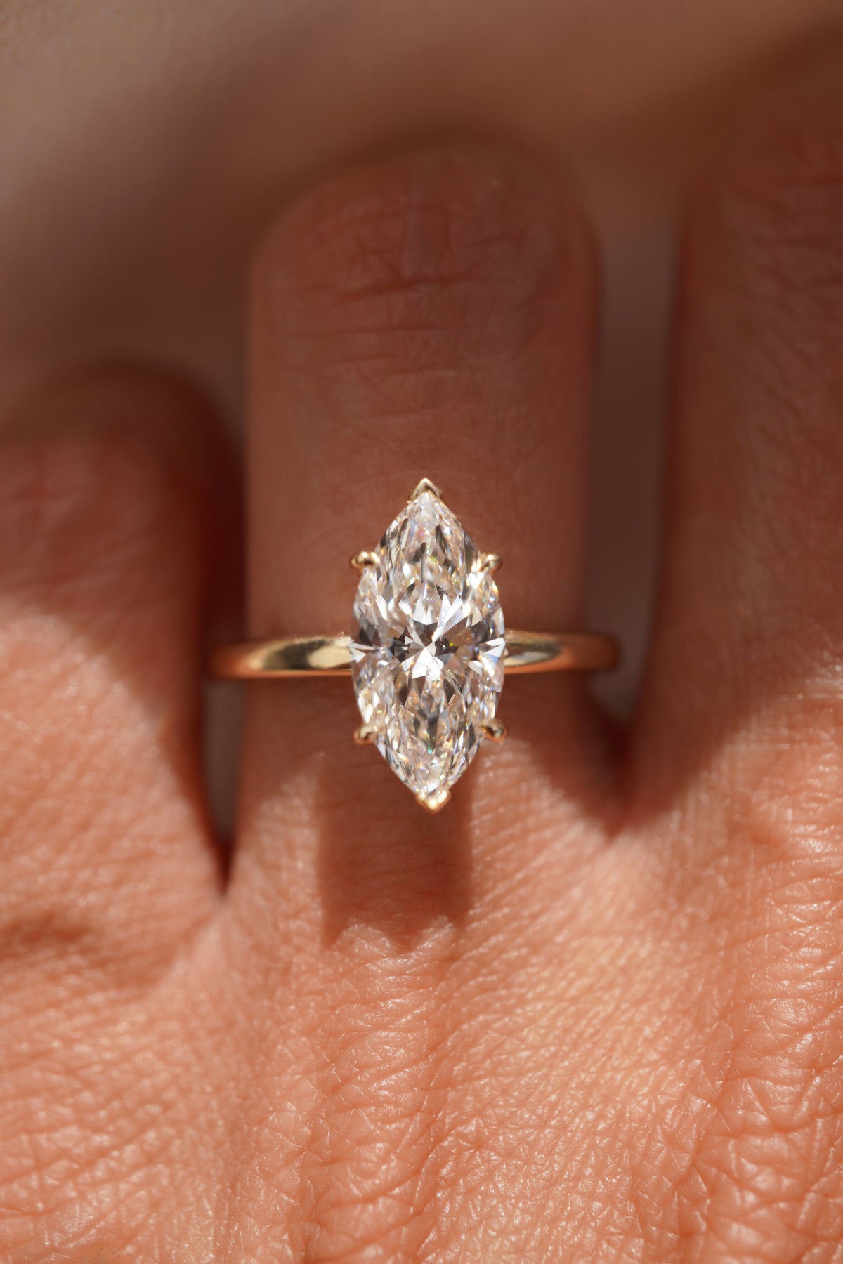 Marquise Hidden Halo Solitaire Engagement Ring
