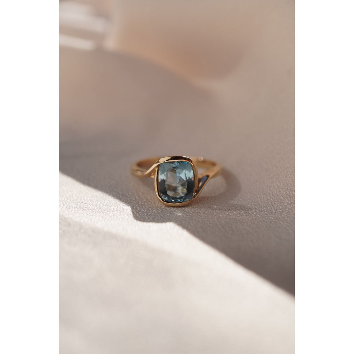 Custom Cushion Gemstone Bezel Band