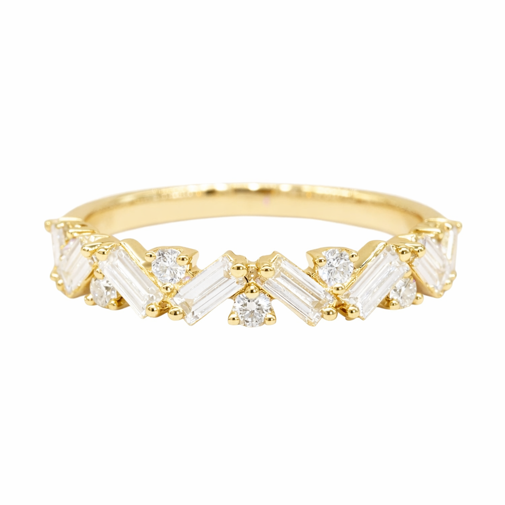 Baguette and Round Diamond Band
