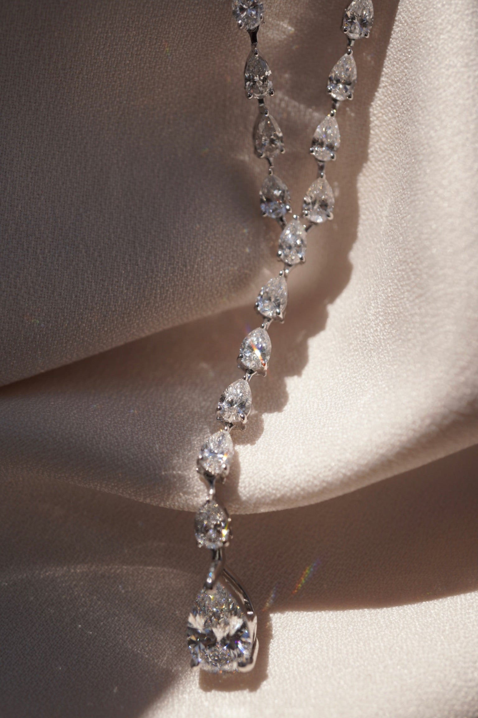 Custom Pear Shaped Diamond Necklace