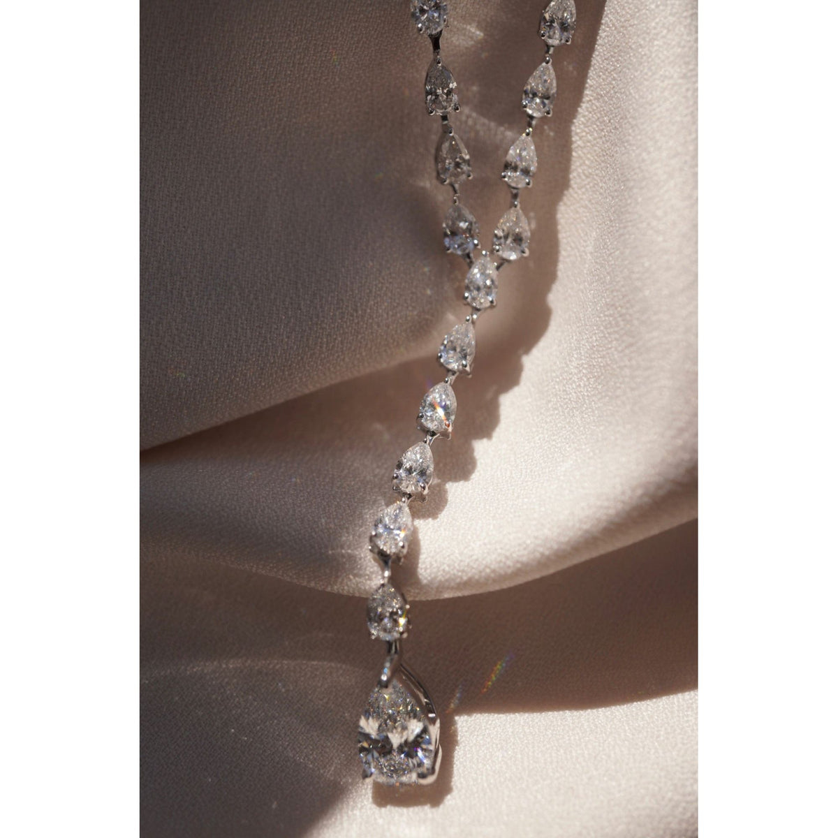 Custom Pear Shaped Diamond Necklace