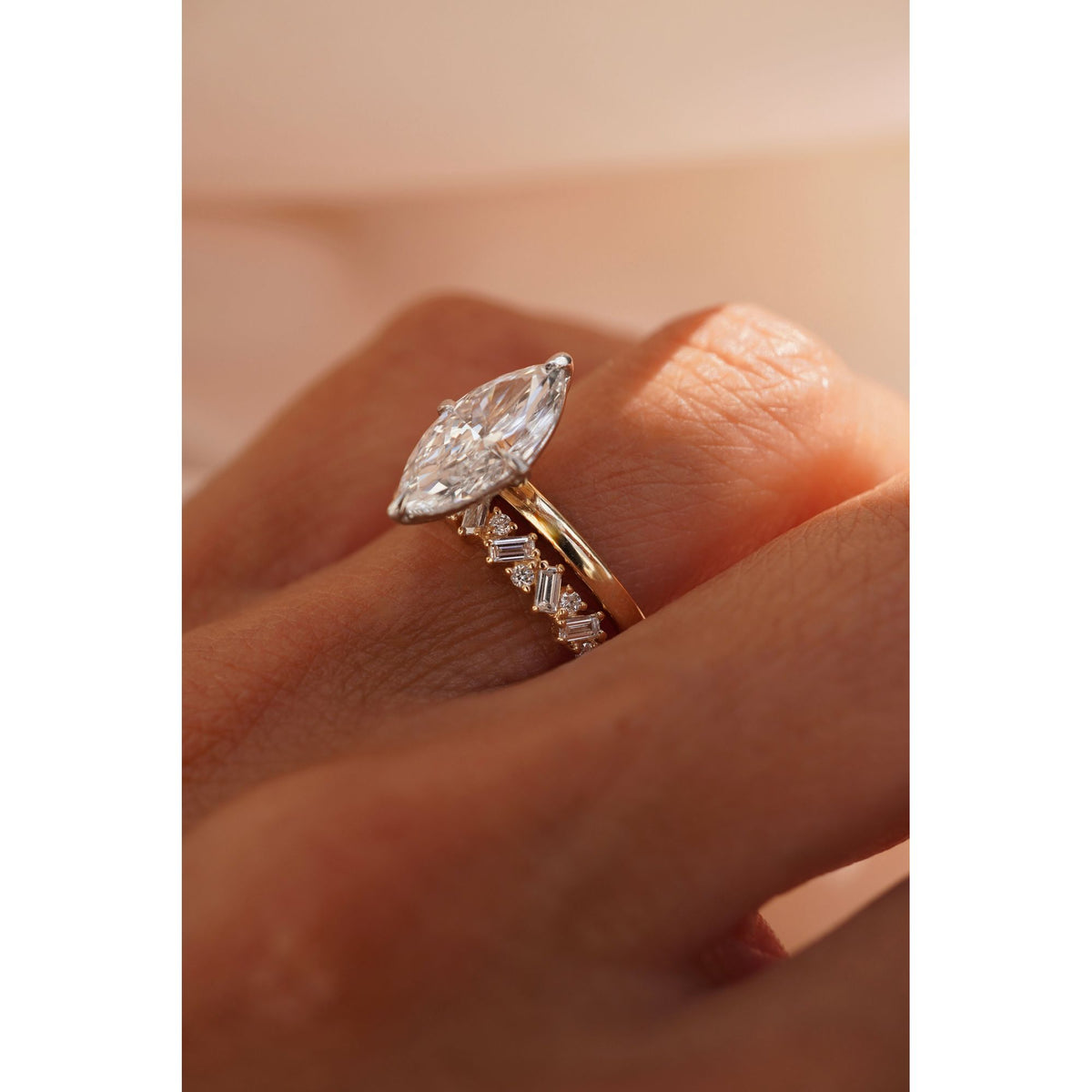 Lab Grown Petite Baguette and Round Diamond Band